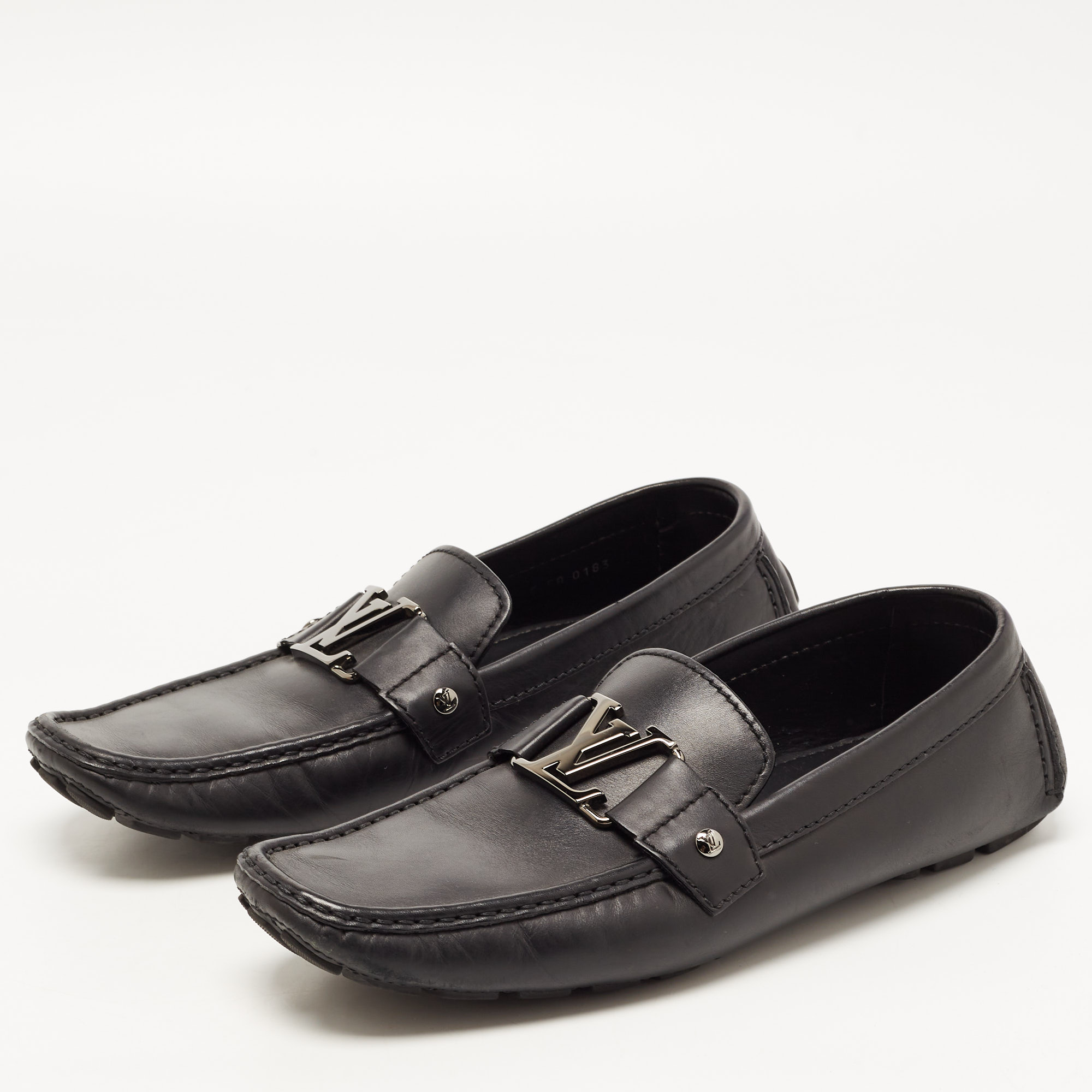 

Louis Vuitton Black Leather Monte Carlo Loafers Size