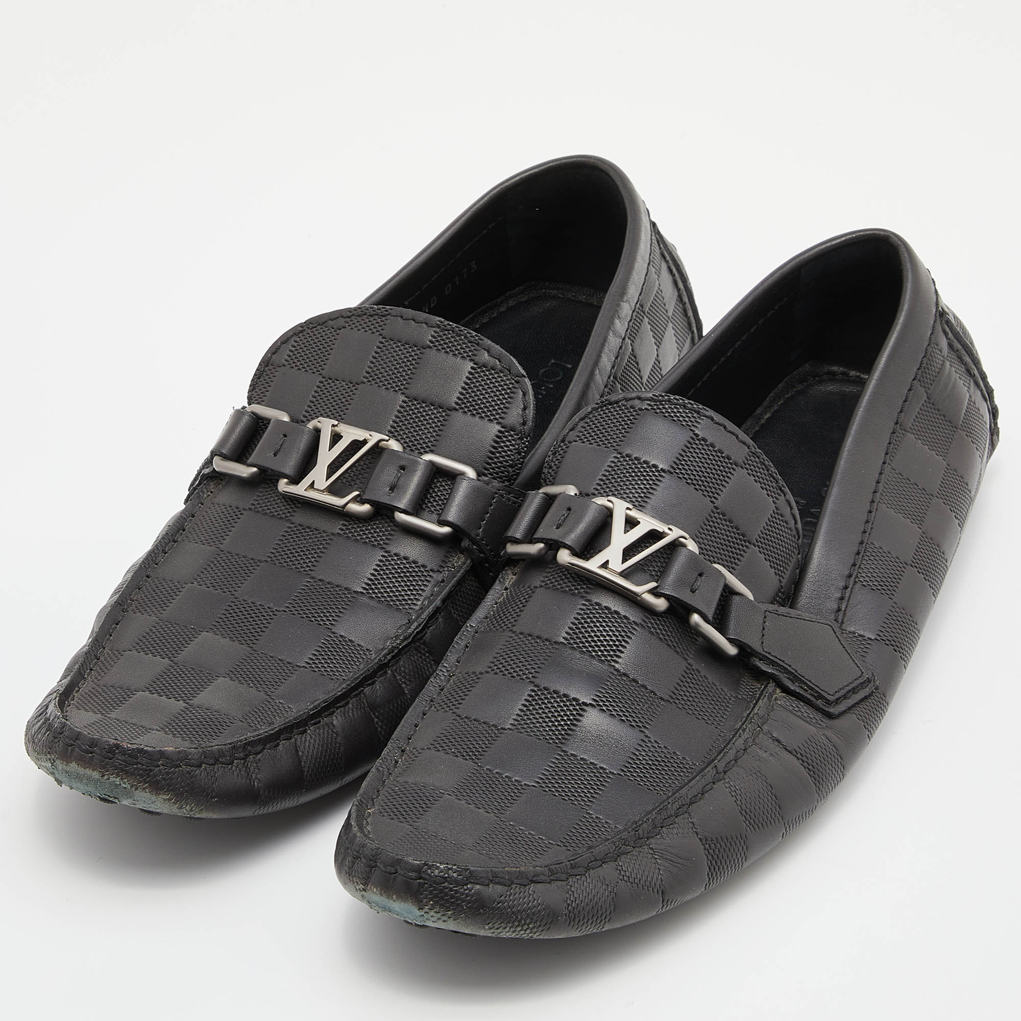 

Louis Vuitton Black Damier Infini Leather Hockenheim Slip On Loafers Size