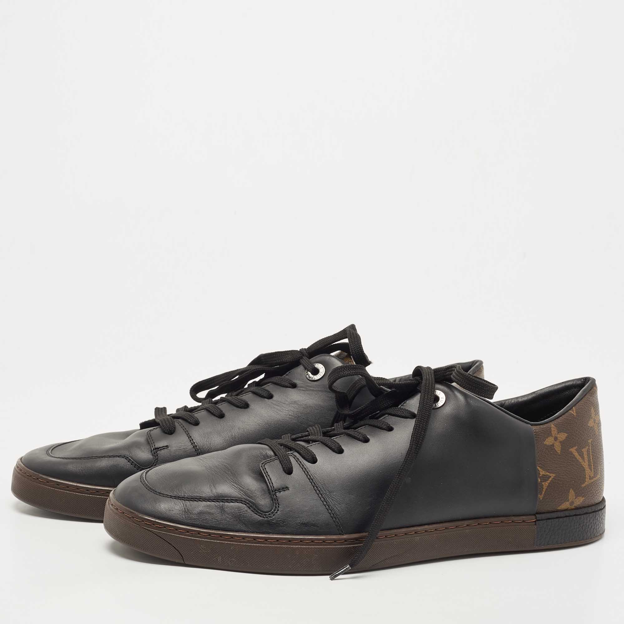

Louis Vuitton Black Leather and Monogram Canvas Line Up Sneakers Size