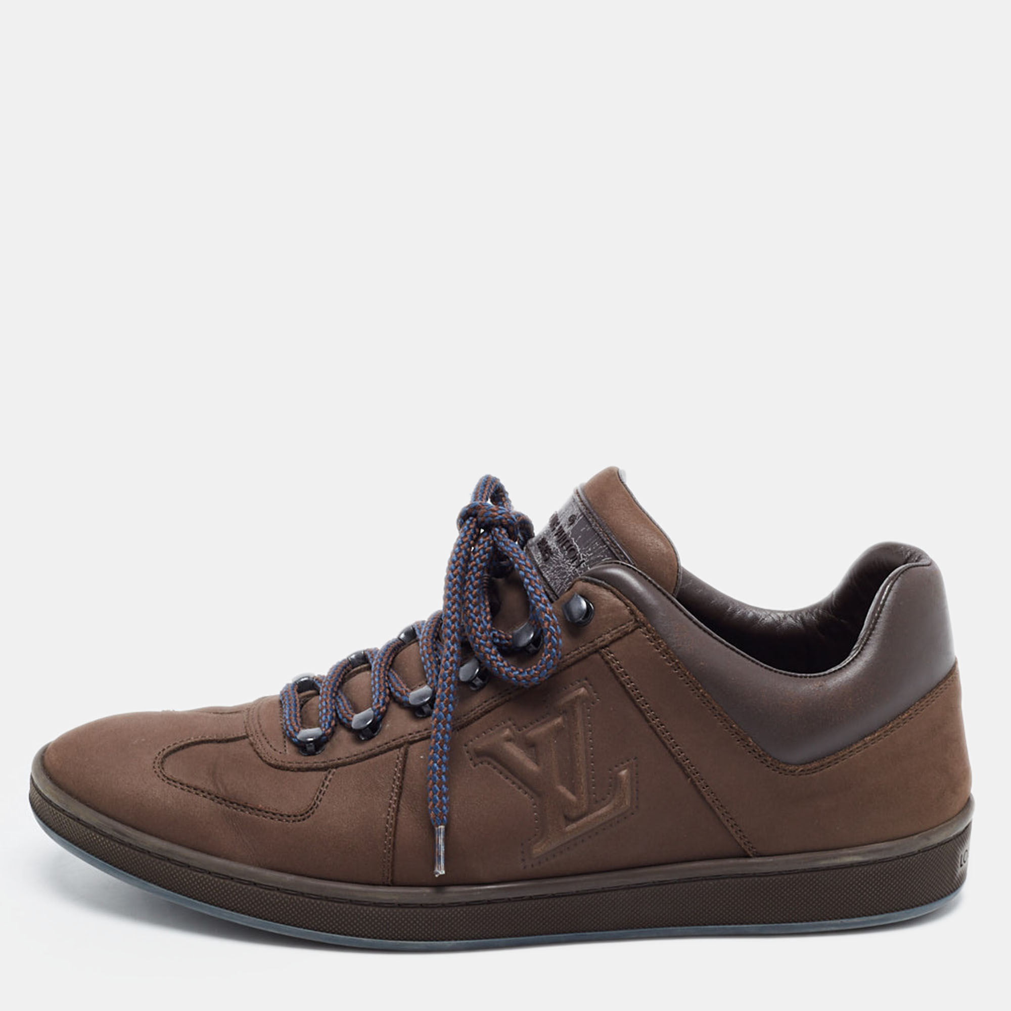 Pre-owned Louis Vuitton Brown Nubuck And Leather Low Top Trainers Size 41