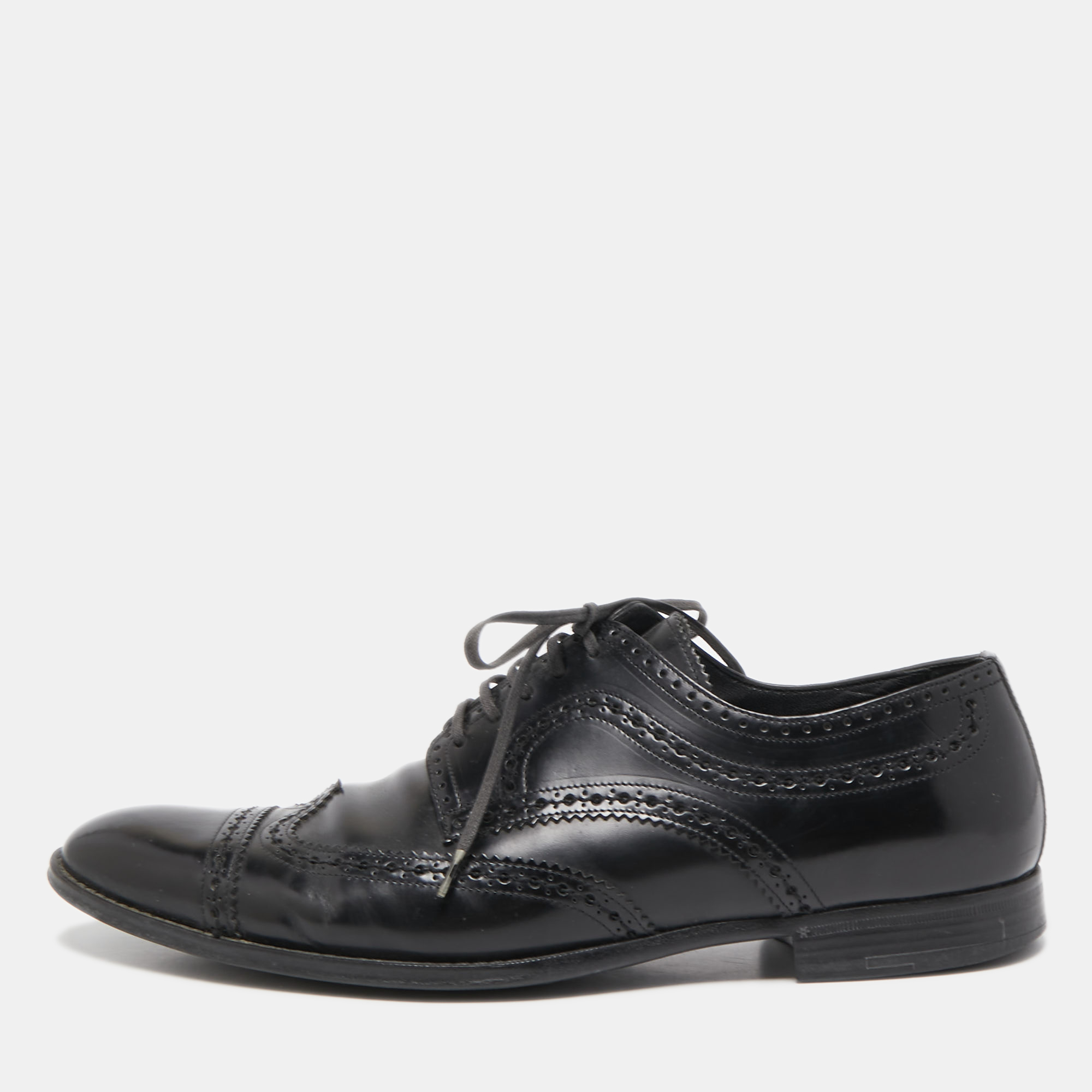 Pre-owned Louis Vuitton Black Brogue Leather Lace Up Derby Size 41