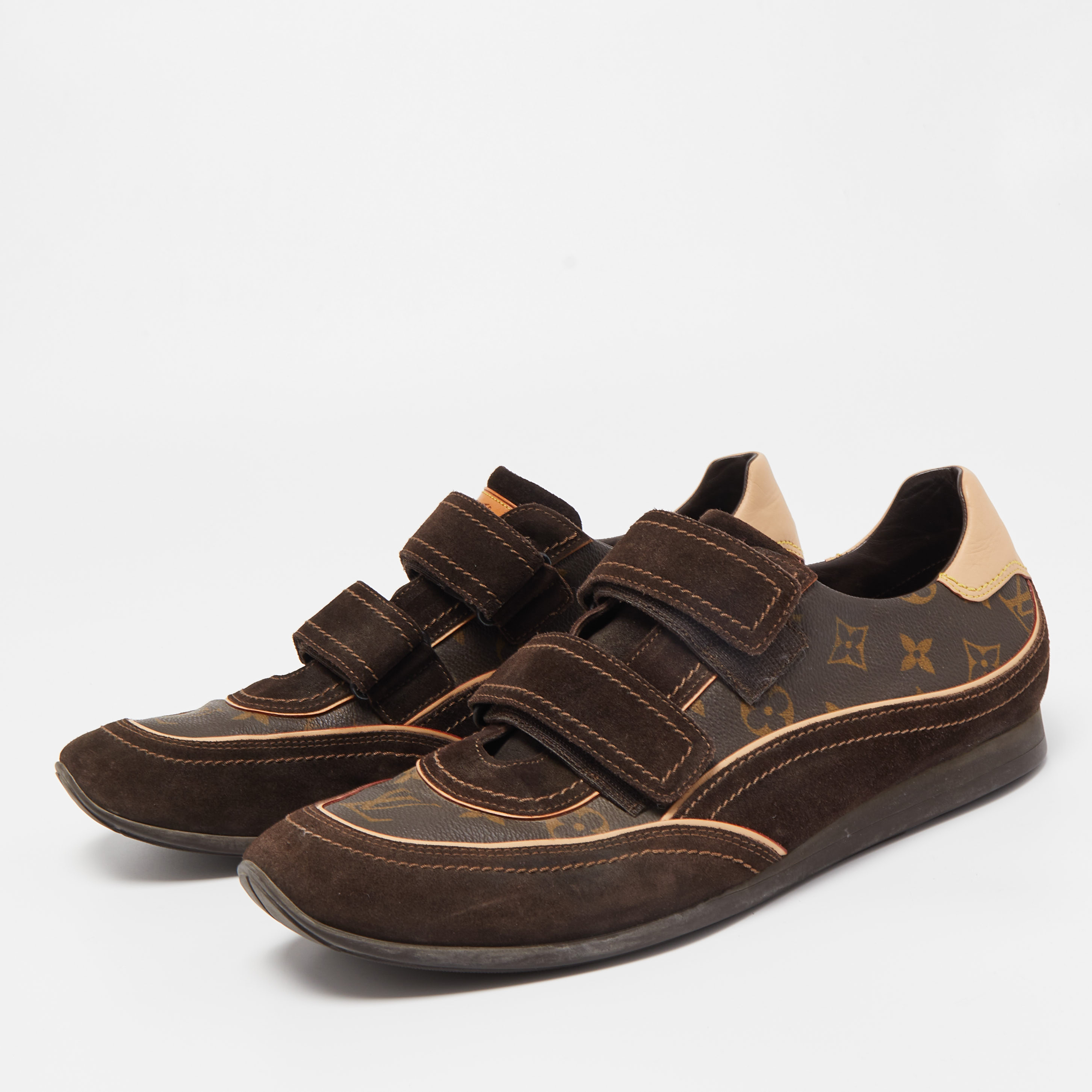 

Louis Vuitton Brown Monogram Canvas and Suede Trainer Sneakers Size