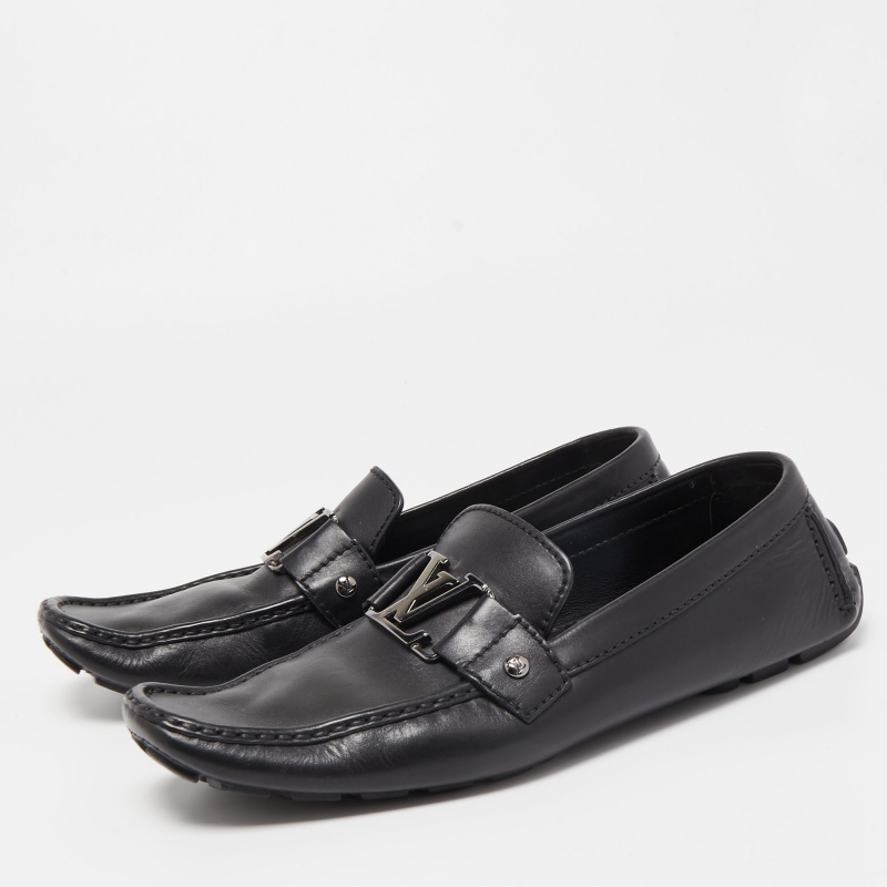

Louis Vuitton Black Leather Monte Carlo Loafers Size