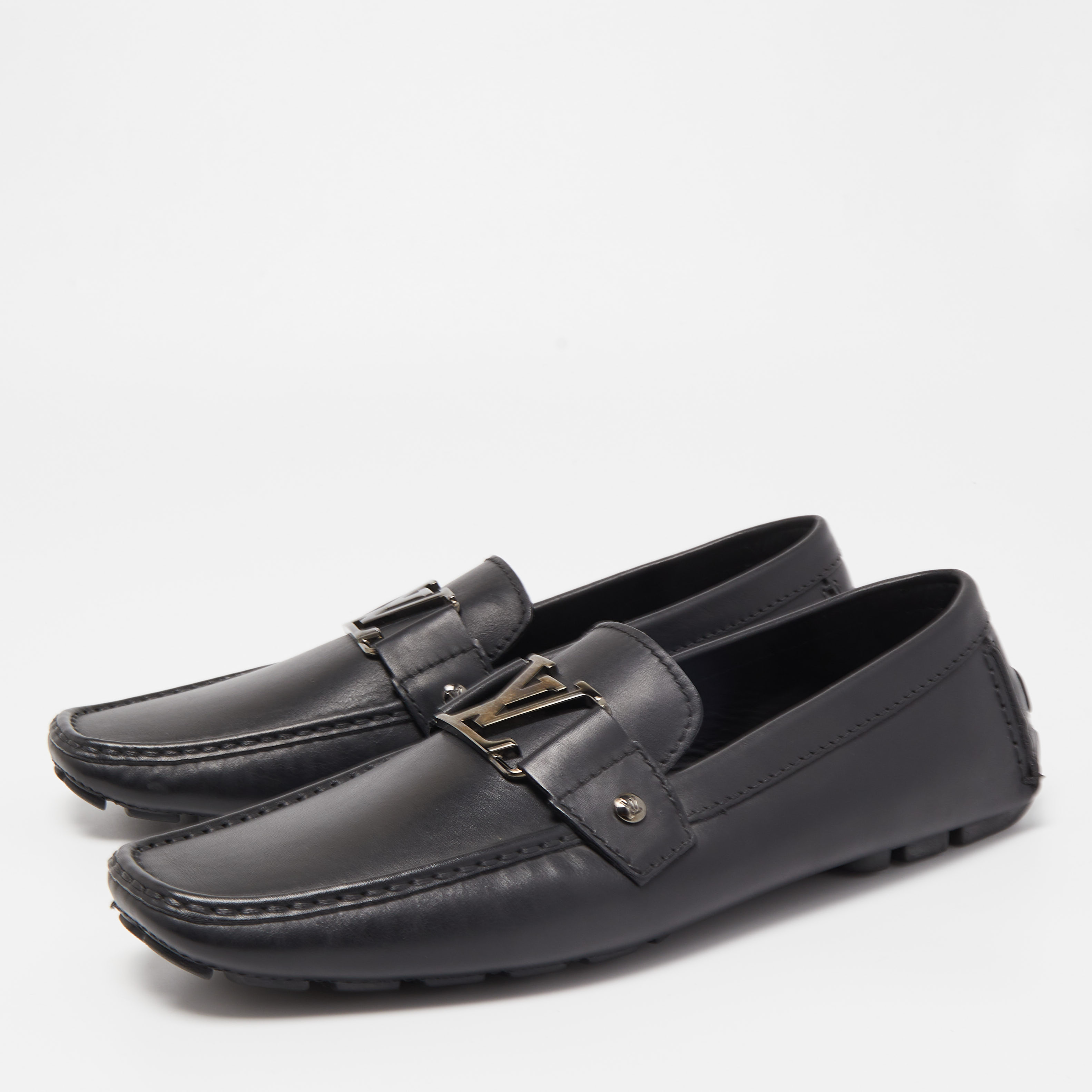 

Louis Vuitton Black Leather Monte Carlo Loafers Size