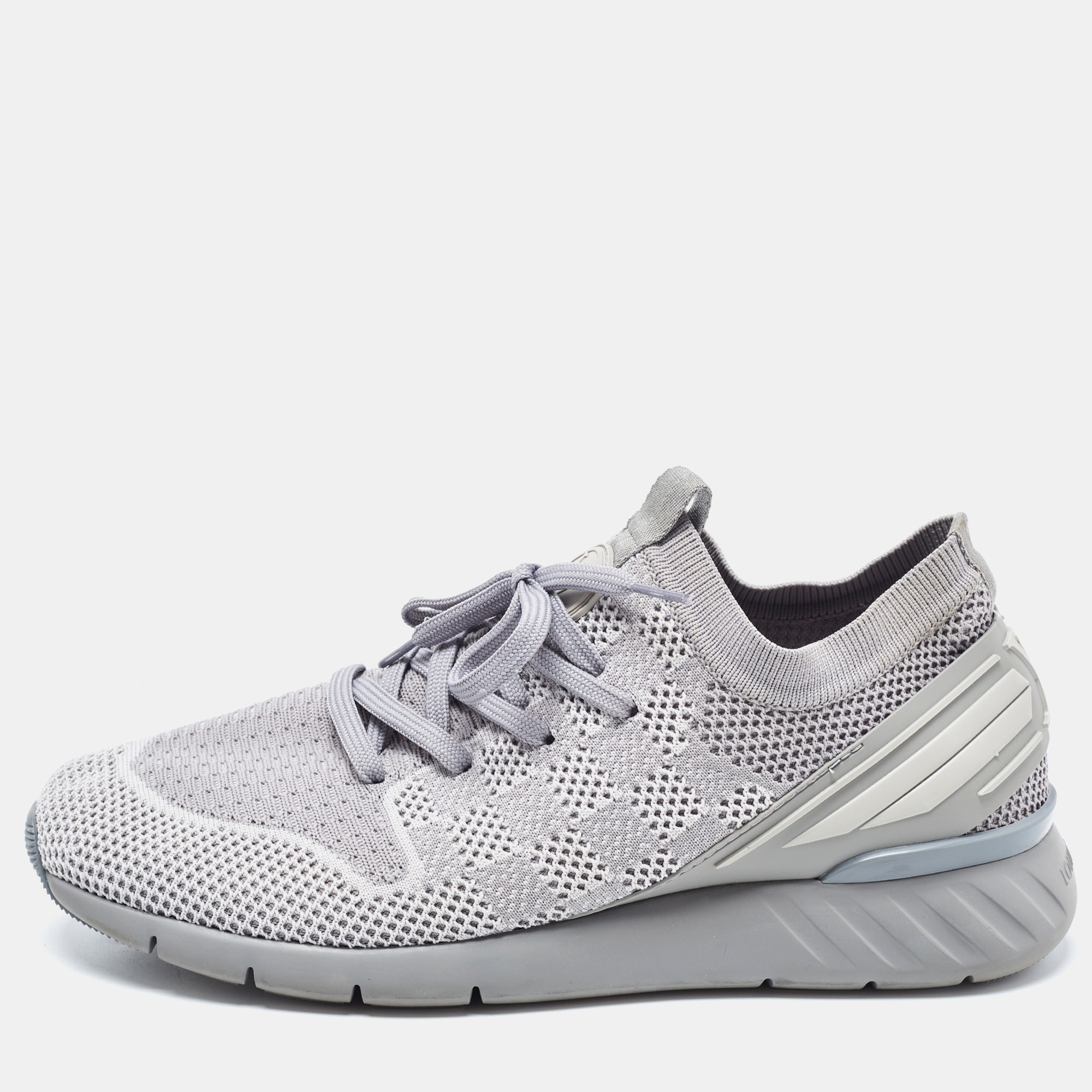 Pre-owned Louis Vuitton Grey Knit Fabric Fastlane Trainers Size 41