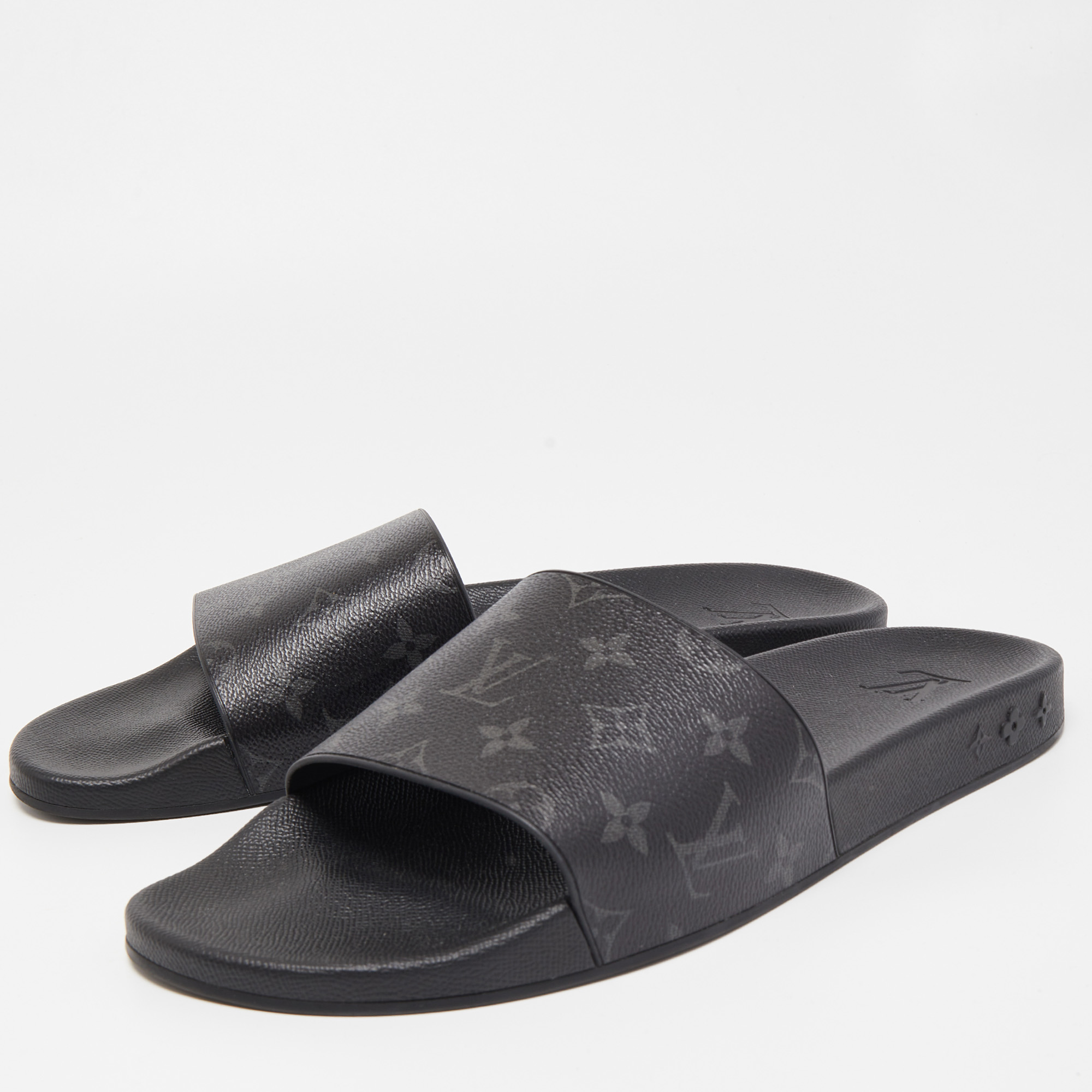 

Louis Vuitton Two Tone Monogram Canvas Waterfront Slides Size, Black