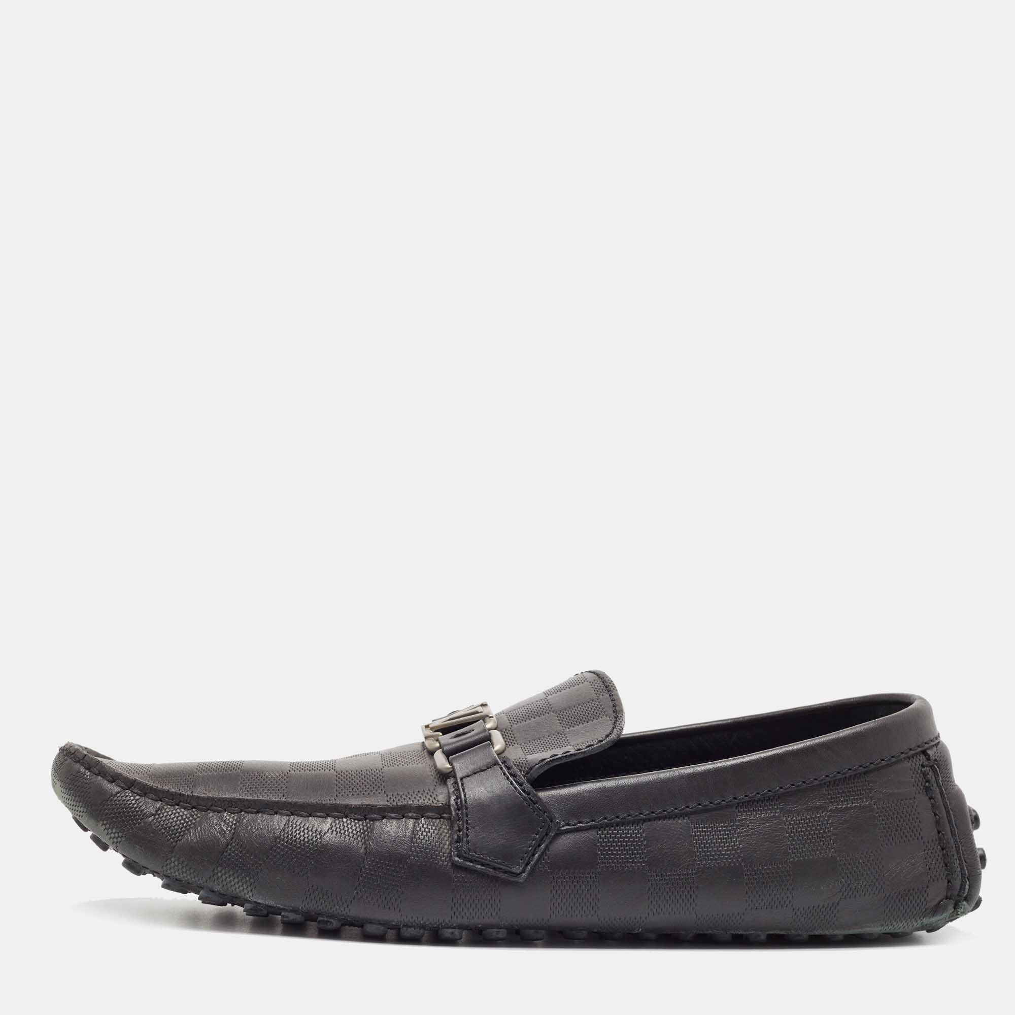 

Louis Vuitton Black Damier Infini Leather Hockenheim Slip On Loafers Size