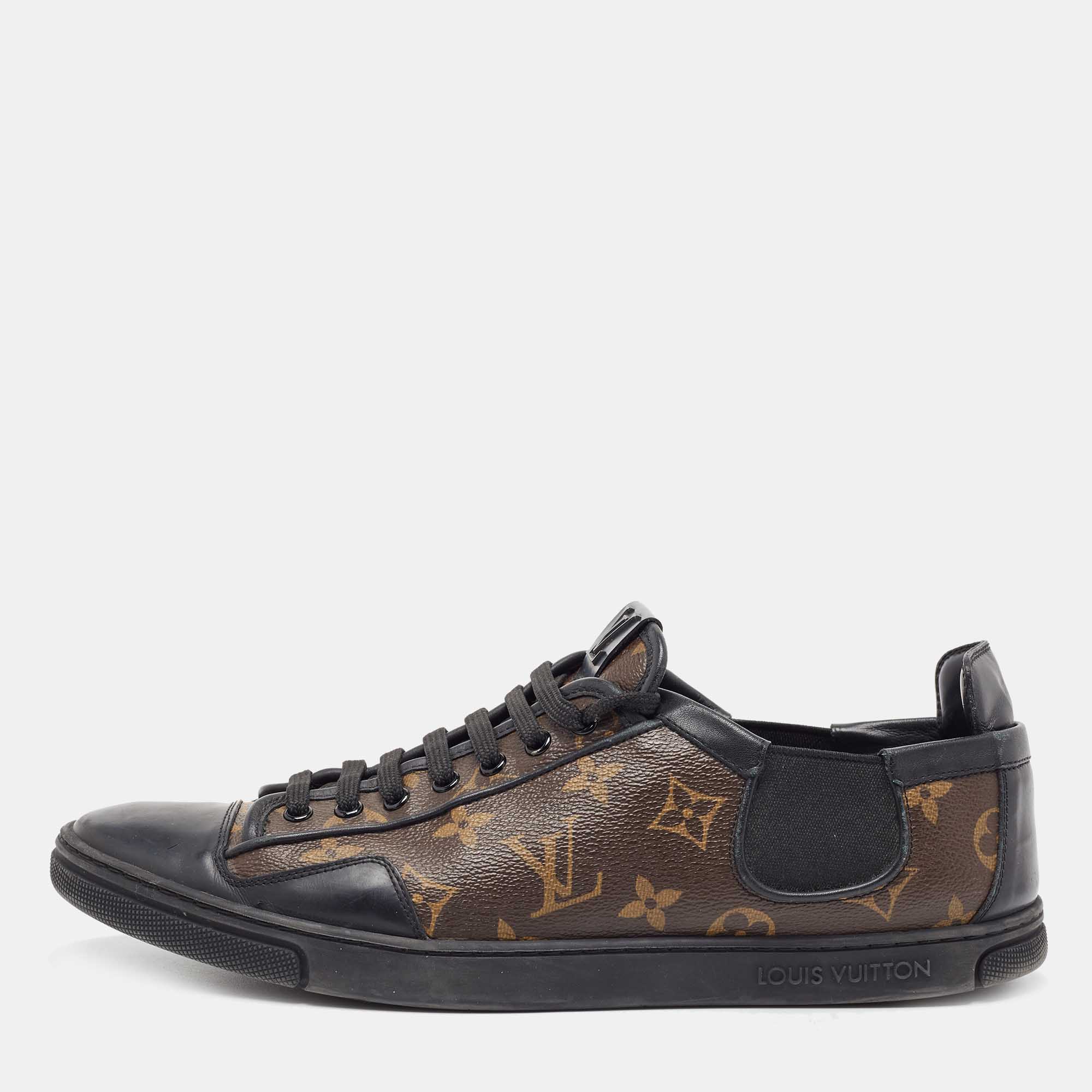 Pre-owned Louis Vuitton Brown Monogram Canvas Slalom Low Top Sneakers Size 42.5