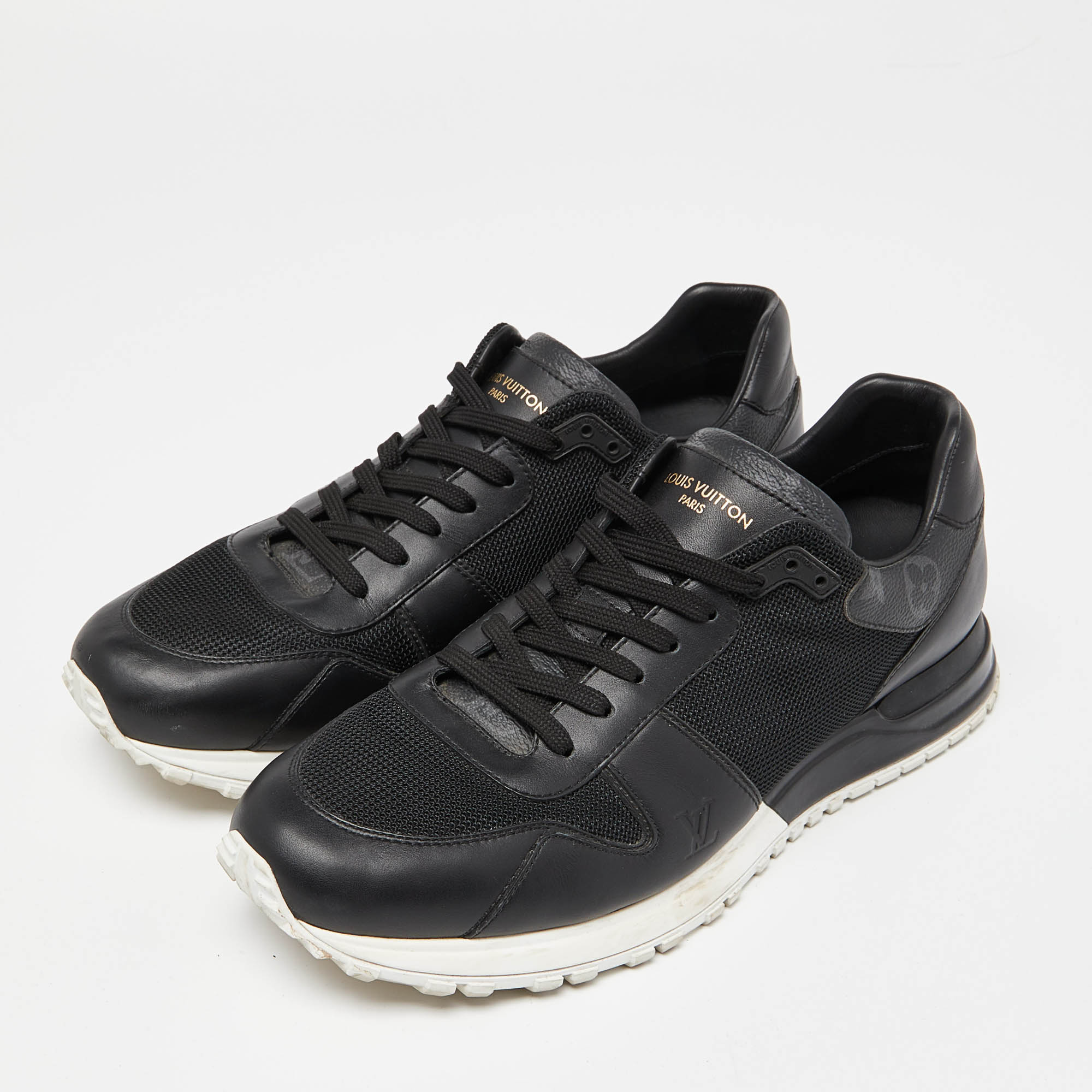 

Louis Vuitton Black Leather and Mesh Run Away Sneakers Size