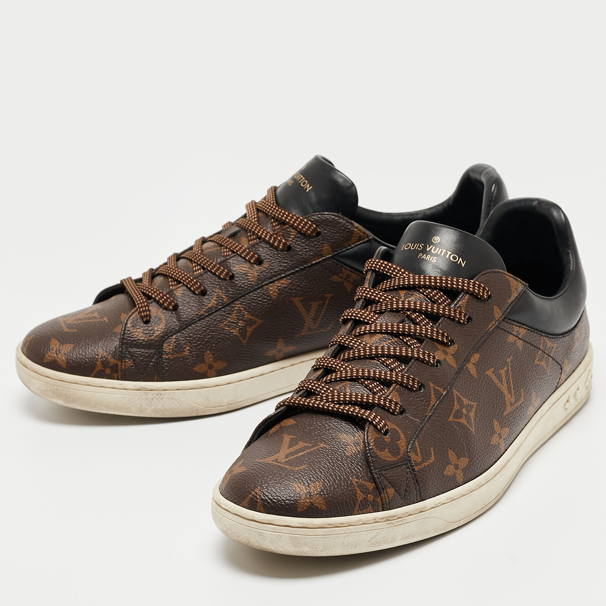 

Louis Vuitton Brown Monogram Canvas And Leather Frontrow Low Top Sneakers Size