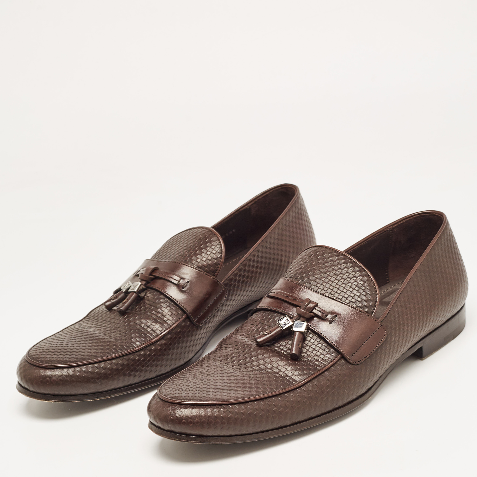 

Louis Vuitton Brown Damier Leather Slip On Loafers Size