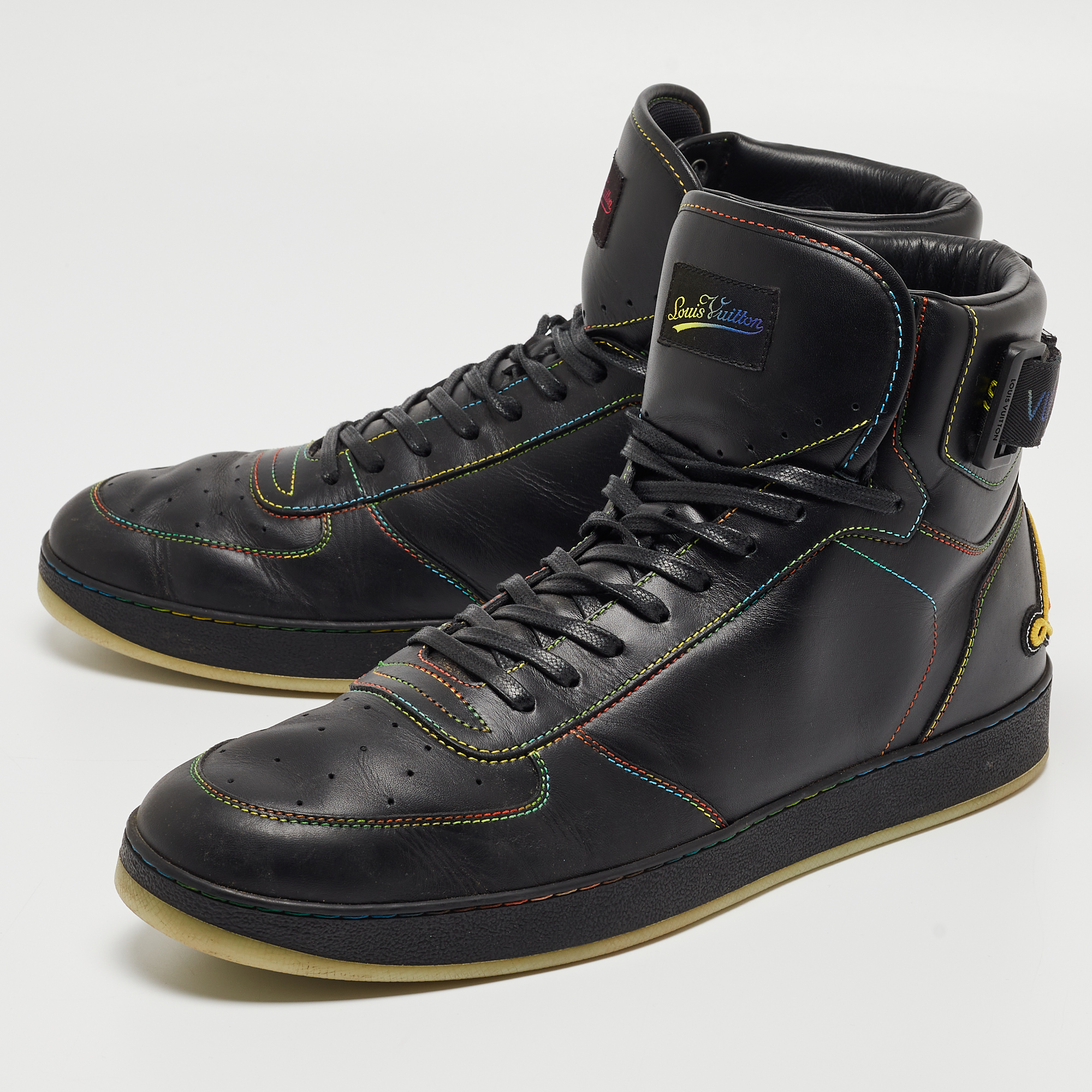 

Louis Vuitton Black Leather Rivoli Rainbow Sneakers Size