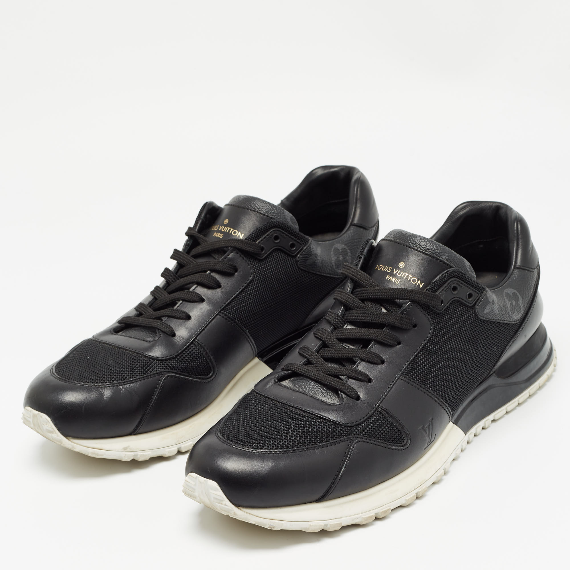 

Louis Vuitton Black Monogram Canvas and Leather Run Away Sneakers Size