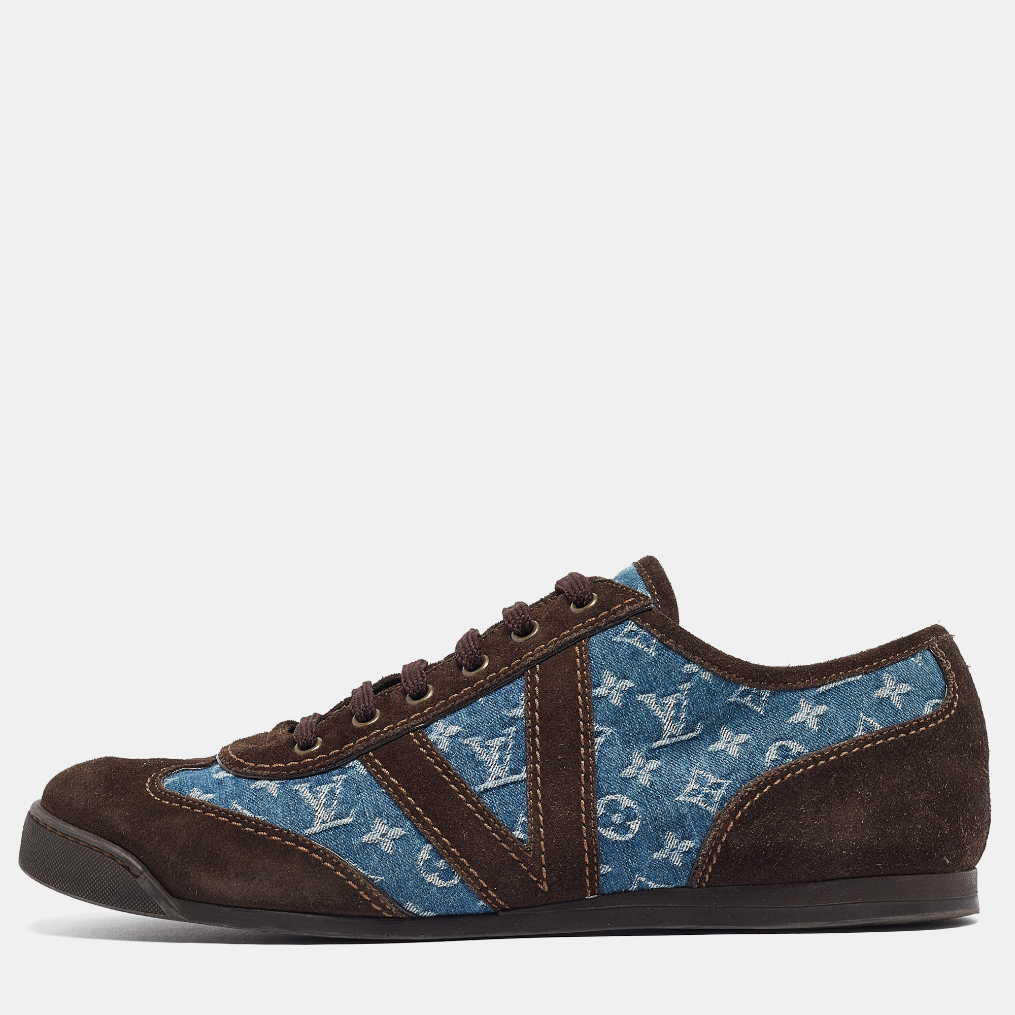 

Louis Vuitton Brown Suede And Monogram Canvas Energie Low Top Sneakers Size