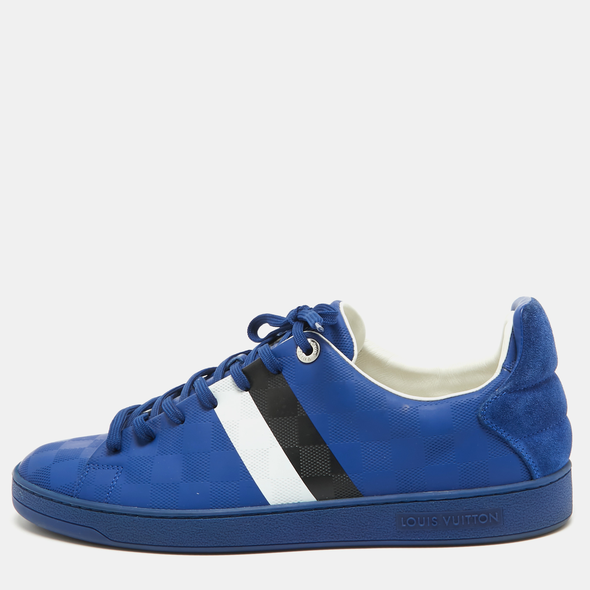 

Louis Vuitton Blue Damier Infini Leather Frontrow Lace Up Sneakers Size