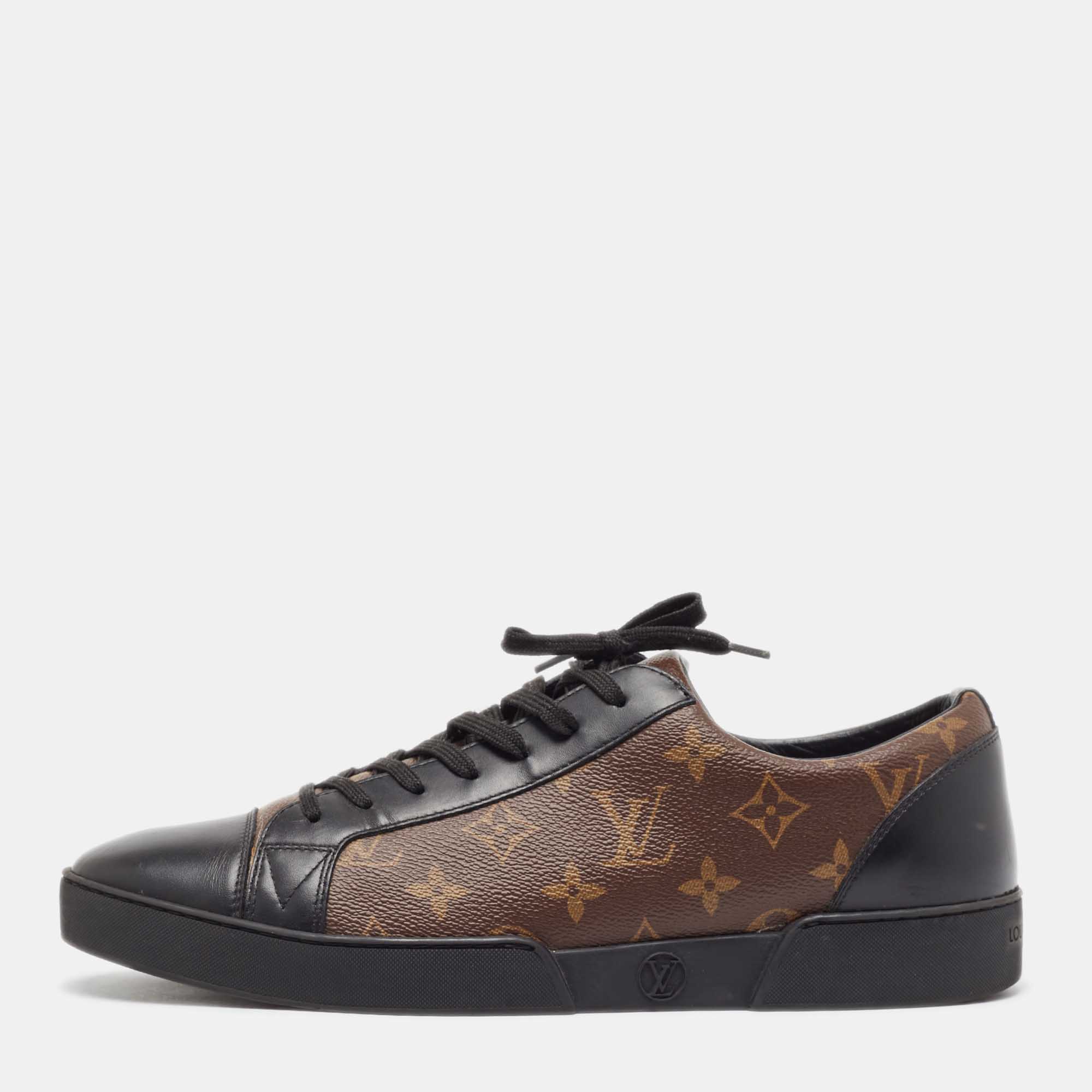 

Louis Vuitton Brown/Black Monogram Canvas and Leather Match Up Sneakers Size