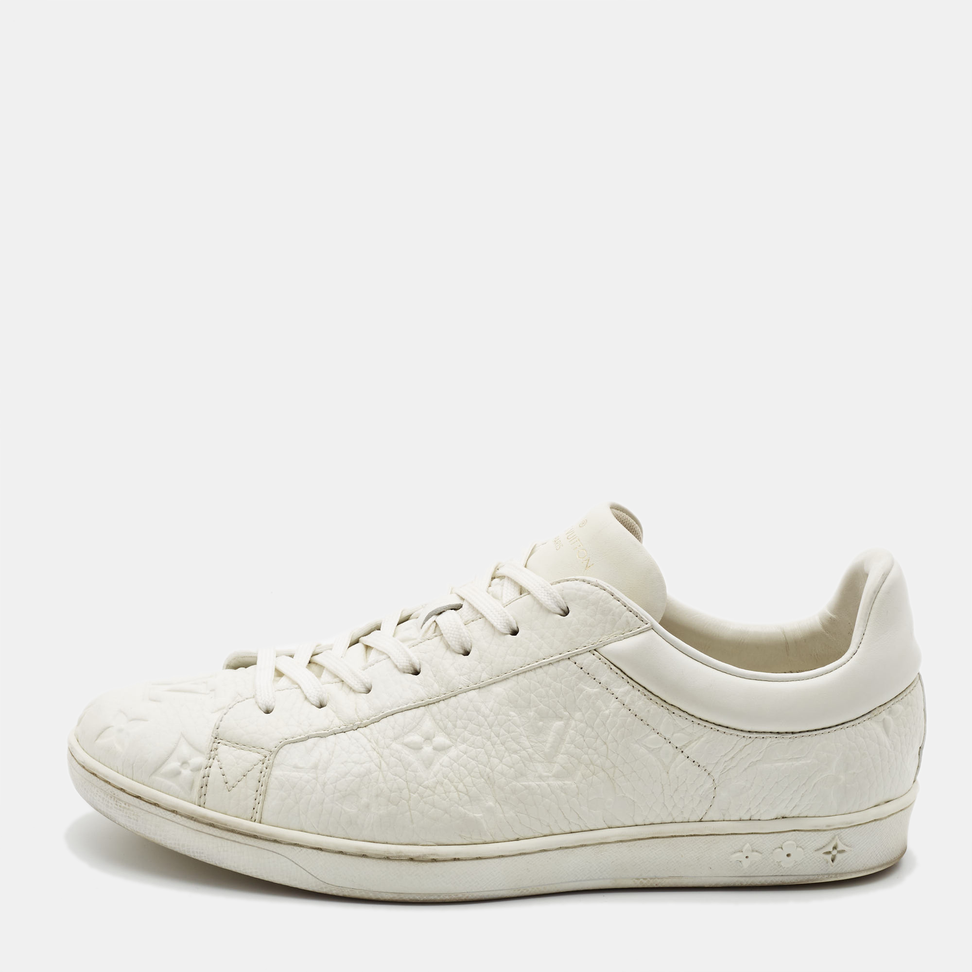 

Louis Vuitton White Monogram Embossed Leather Luxembourg Sneakers Size 41.5