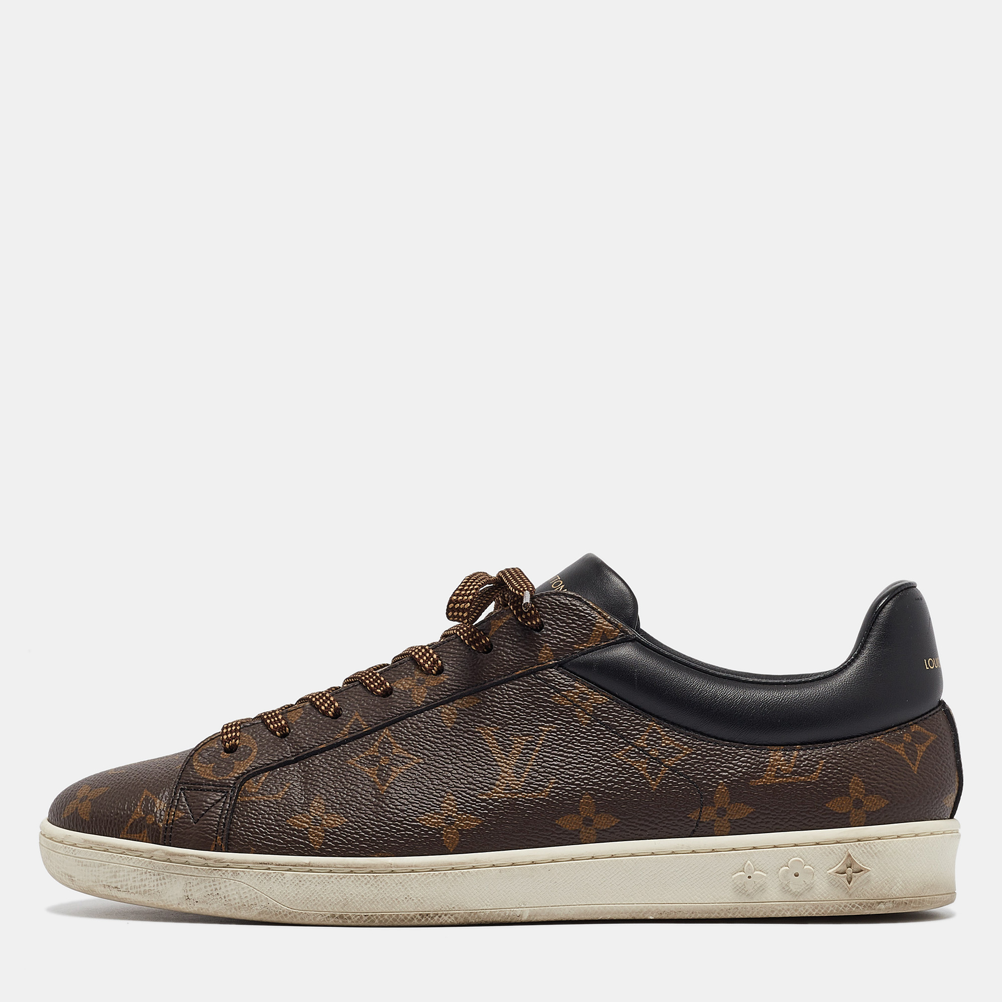 Pre-owned Louis Vuitton Monogram Canvas Luxembourg Sneakers Size 42 In Brown