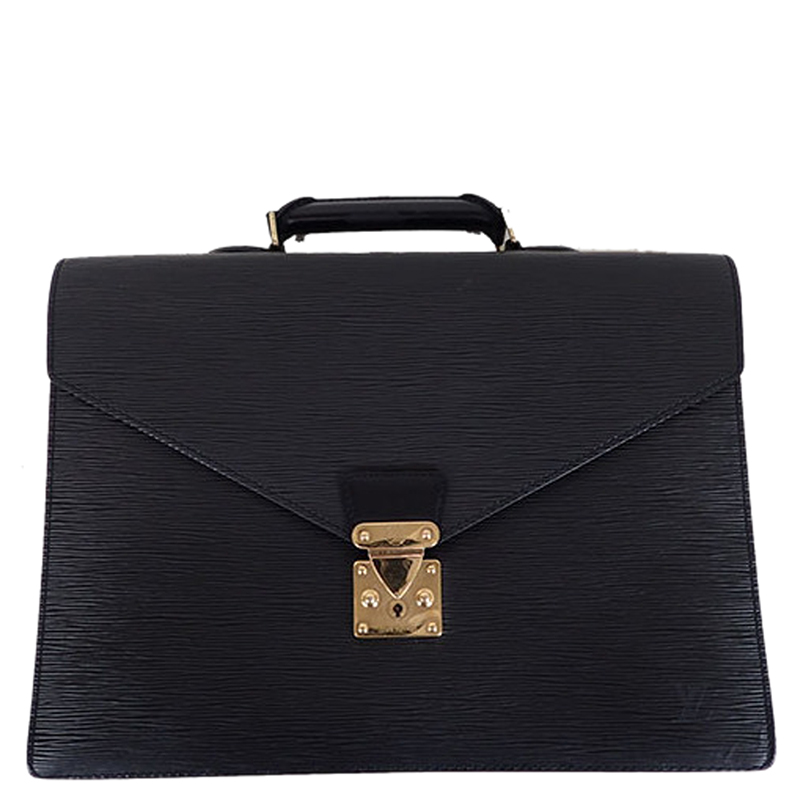 Pre Owned Louis Vuitton Noir Epi Leather Serviette Conseiller Briefcase