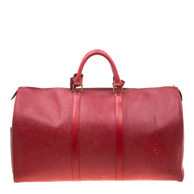 Louis Vuitton Red Epi Leather Keepall 50 Louis Vuitton