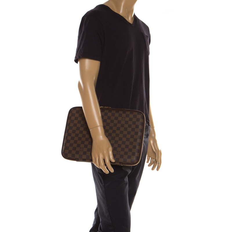 

Louis Vuitton Damier Ebene Canvas Horizon Laptop Sleeve, Brown