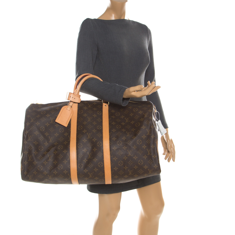 

Louis Vuitton Monogram Canvas Keepall Bandouliere 50 Bag, Brown
