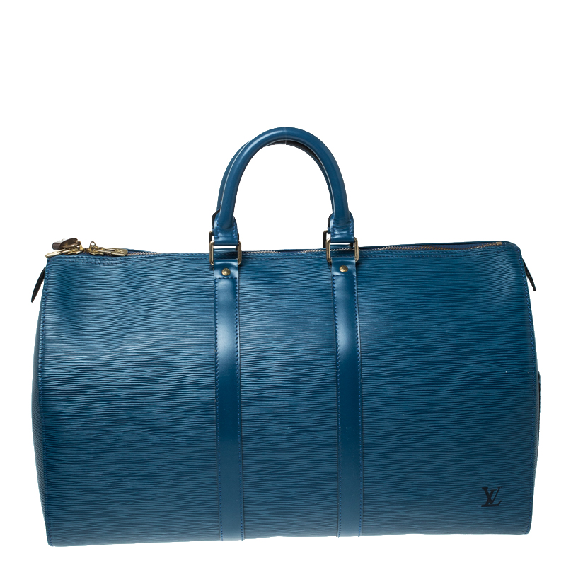 Louis Vuitton Toledo Blue Epi Leather Keepall 45 Bag Louis Vuitton