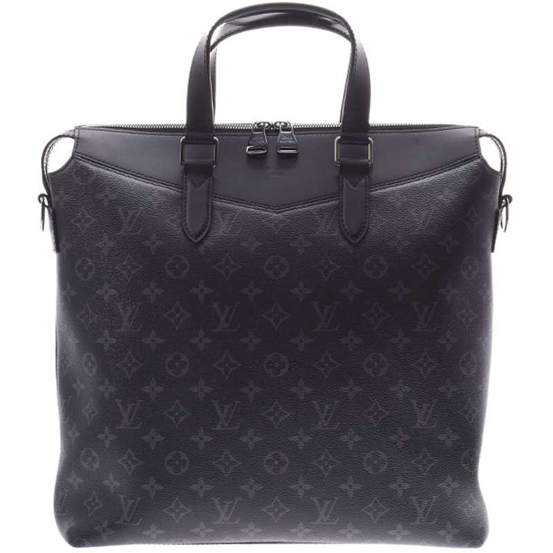 Pre Owned Louis Vuitton Black Monogram Canvas Leather Eclipse Briefcase