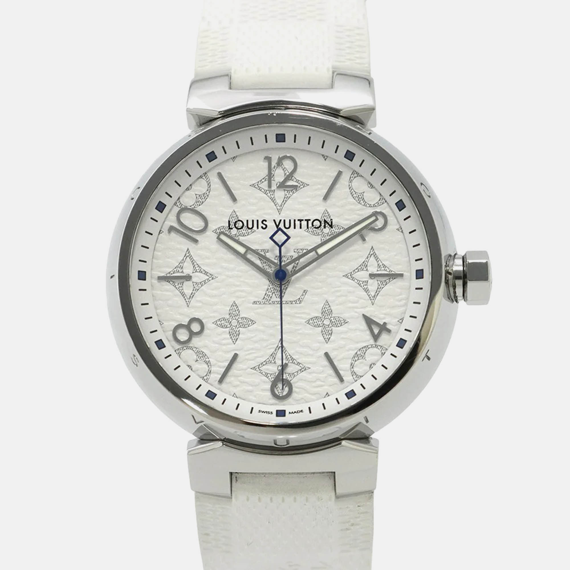 

Louis Vuitton Tambour QA114Z Quartz White Stainless Steel Men's Wristwatch 41.5 mm