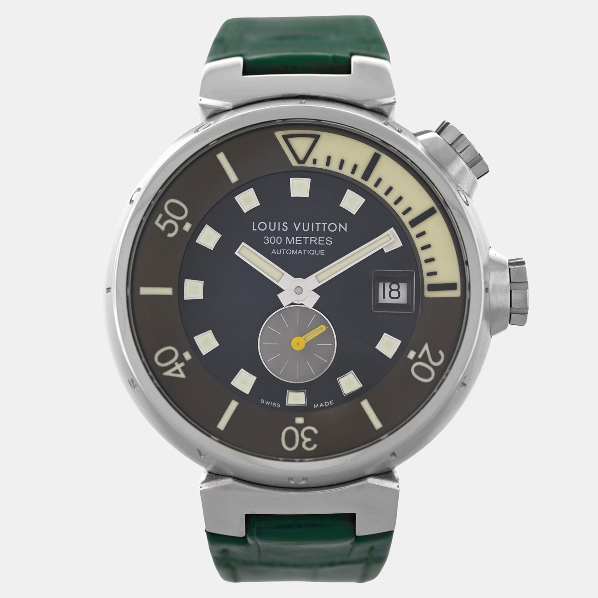 

Louis Vuitton Tambour Q1031 Automatic Black Stainless Steel Men's Wristwatch 44 mm, Silver