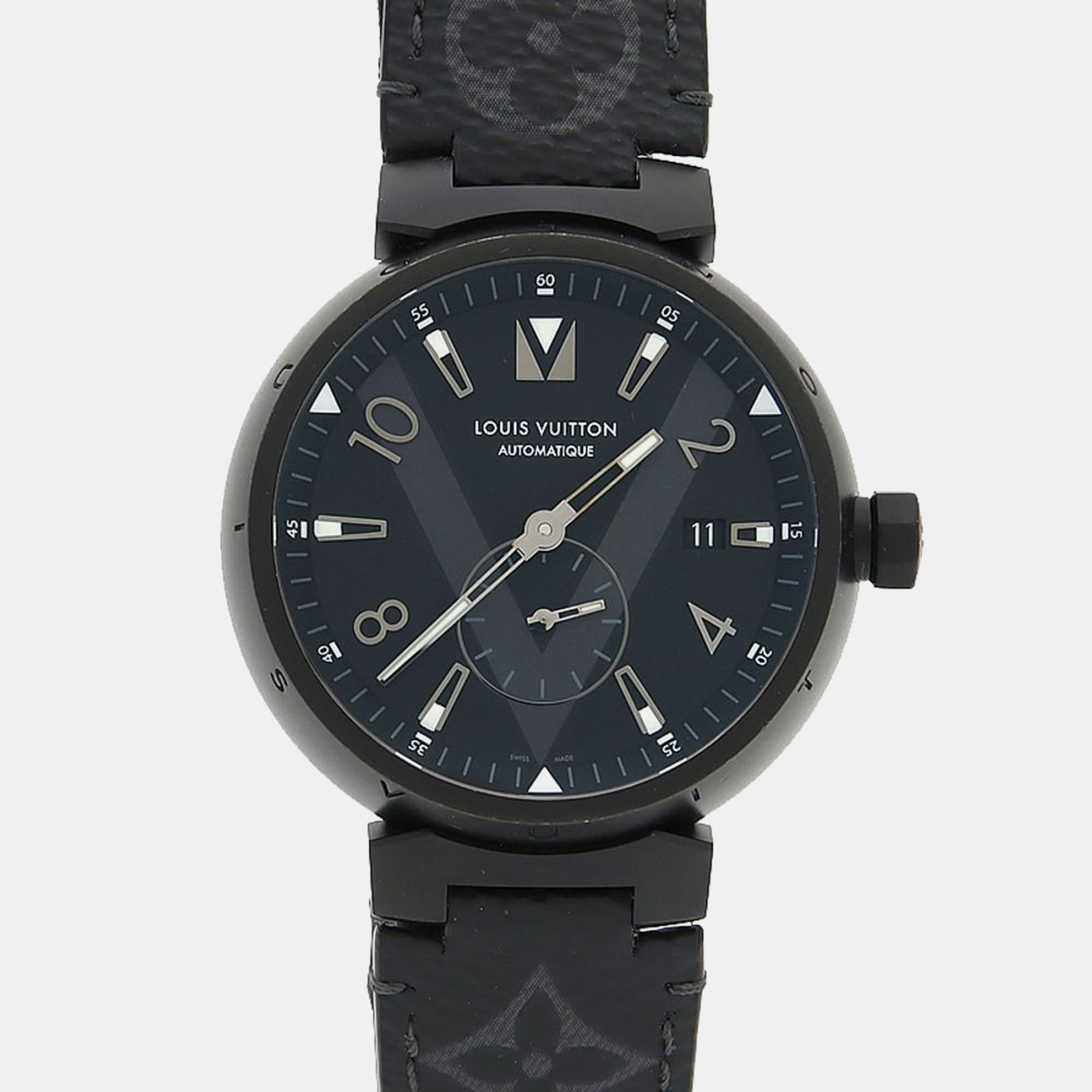 

Louis Vuitton Tambour Q1D22 Automatic Stainless Steel Men's Wristwatch 41.5 mm, Black