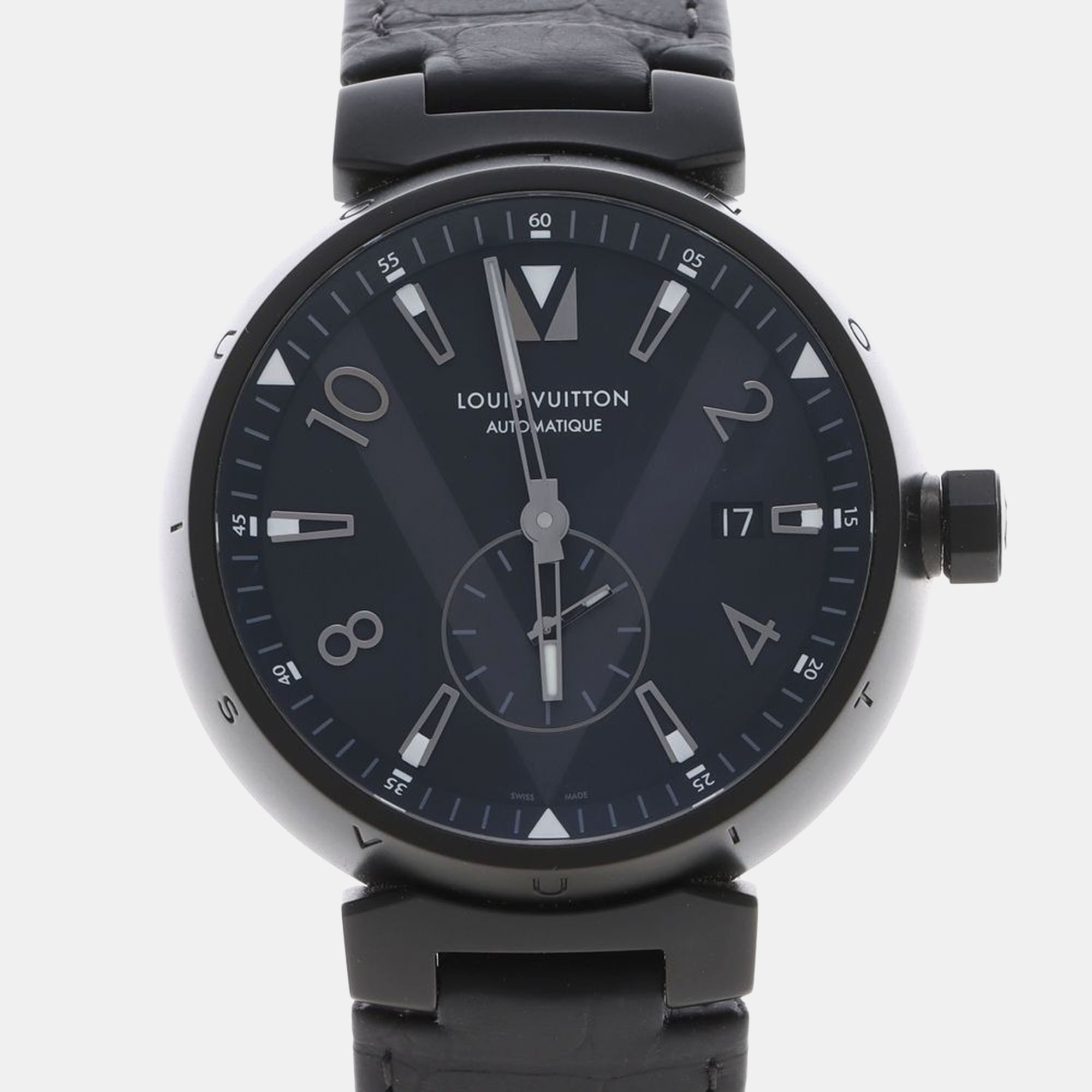 

Louis Vuitton Tambour Q1D22 Automatic Stainless Steel Men's Wristwatch 42 mm, Black