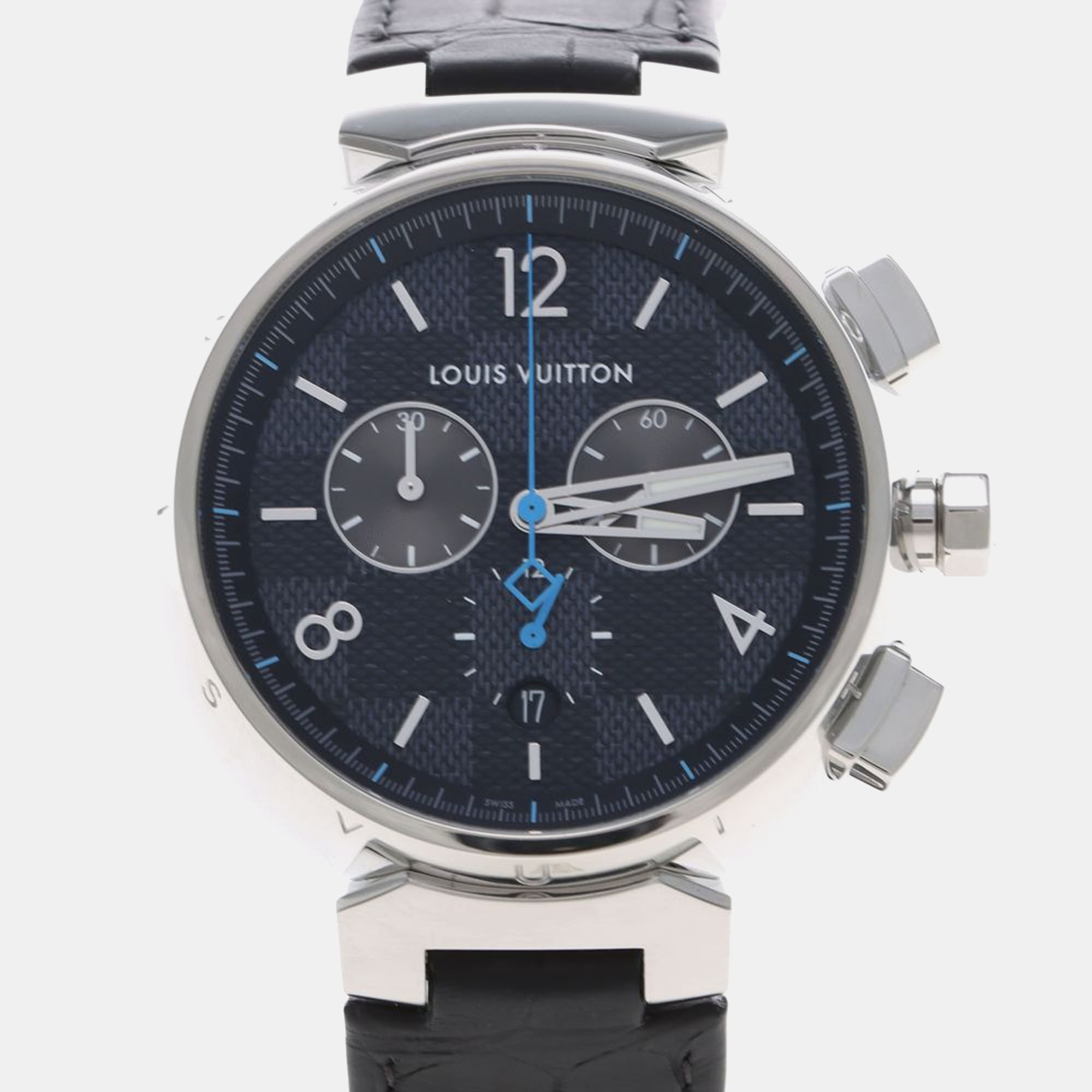 

Louis Vuitton Tambour QA094 Quartz Stainless Steel Men's Wristwatch 44 mm, Navy blue
