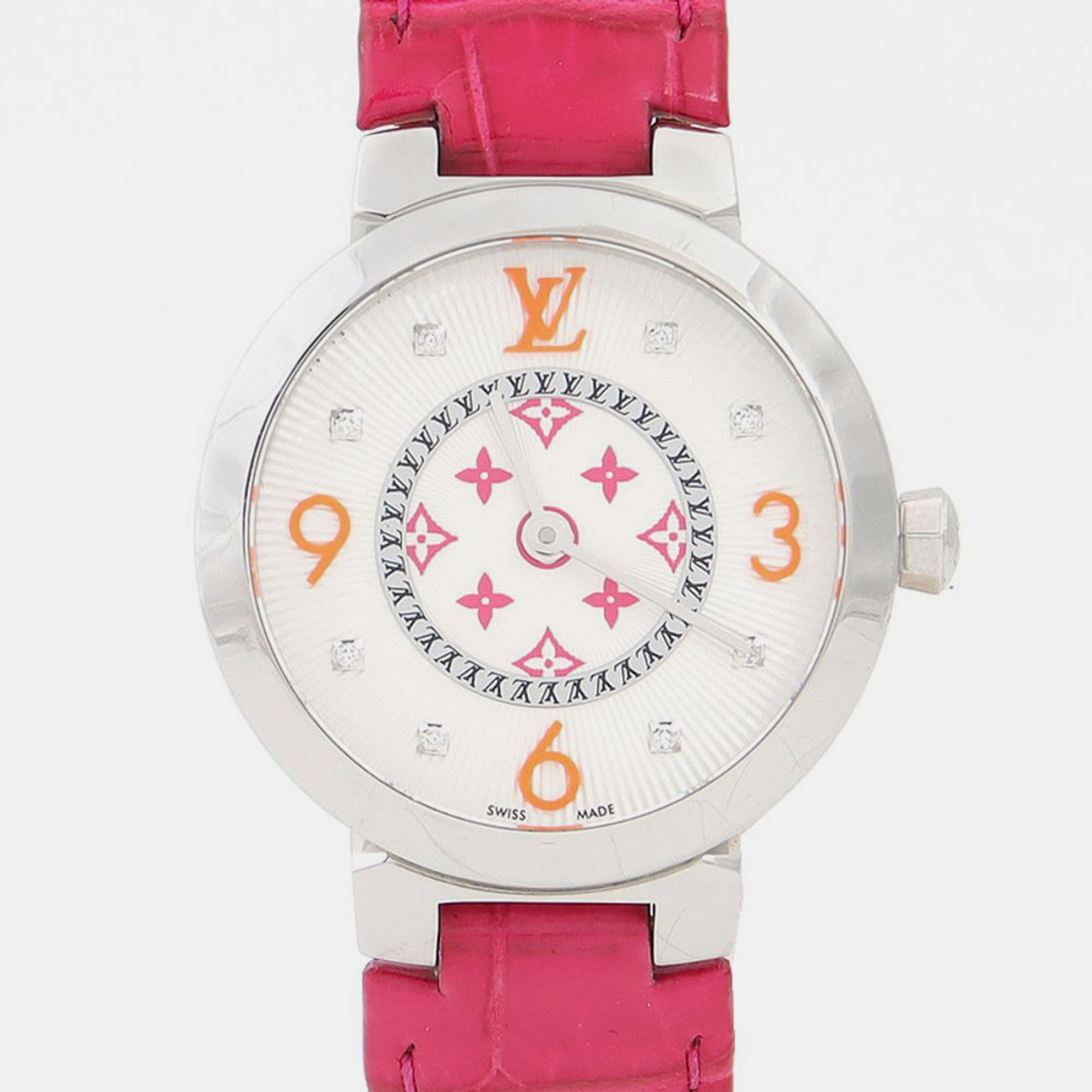 

Louis Vuitton Tambour Slim QA146 Quartz Stainless Steel Diamond Women's Wristwatch, White