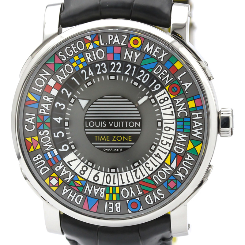 Pre-owned Louis Vuitton Multicolor Stainless Steel Escale Time Zone Q5d20  Men's Wristwatch 39 Mm In Grey
