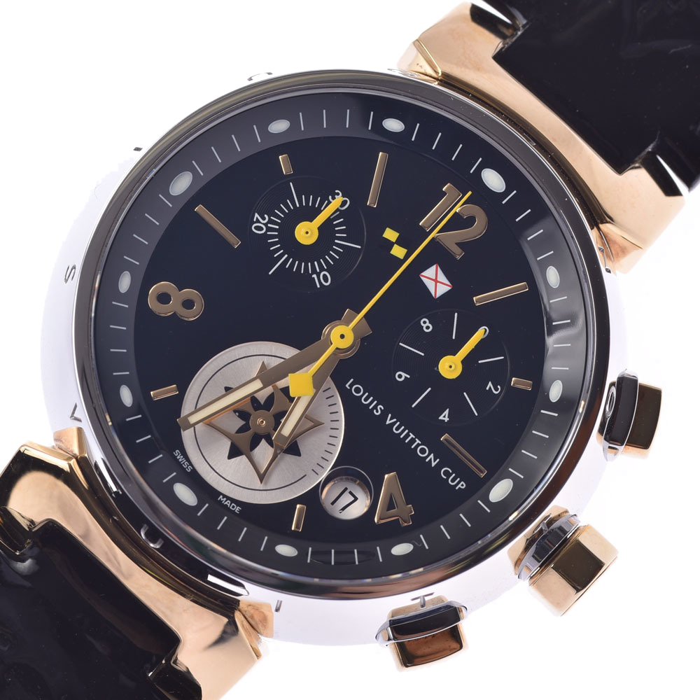 

Louis Vuitton Black Stainless Steel Tambour Chrono LV Cup Q1325 Quartz Men's Wristwatch