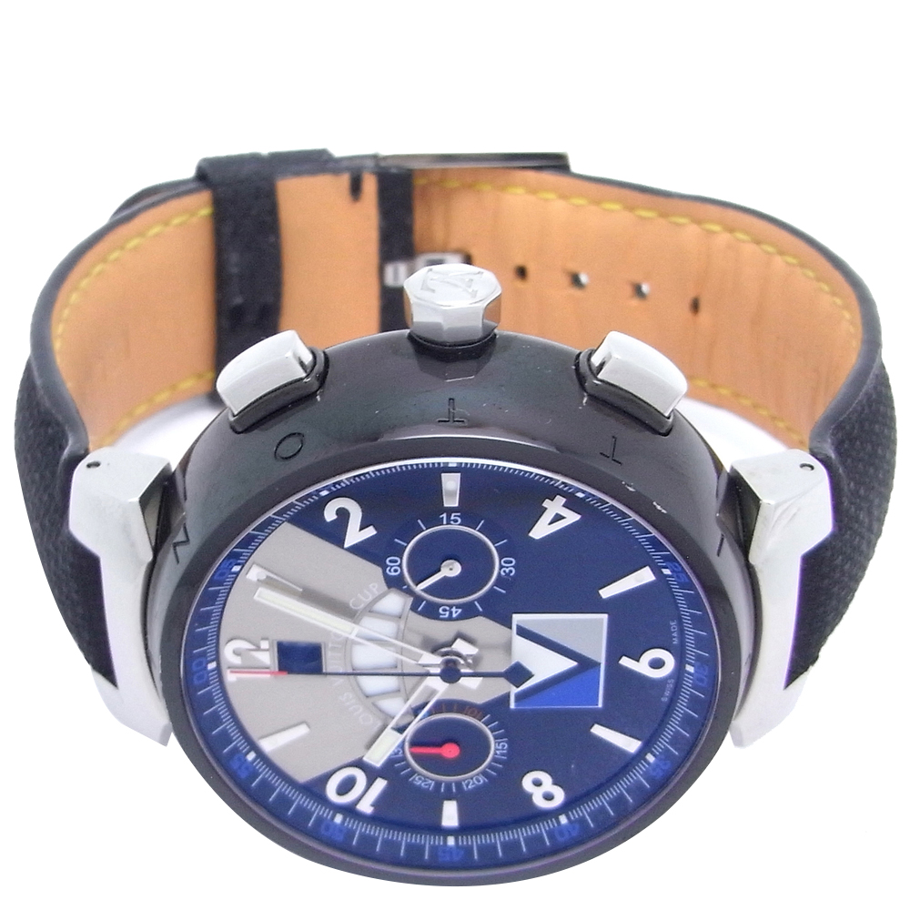 

Louis Vuitton Blue Stainless Steel Tambour Regatta Chronograph DH46488 Men's Wristwatch