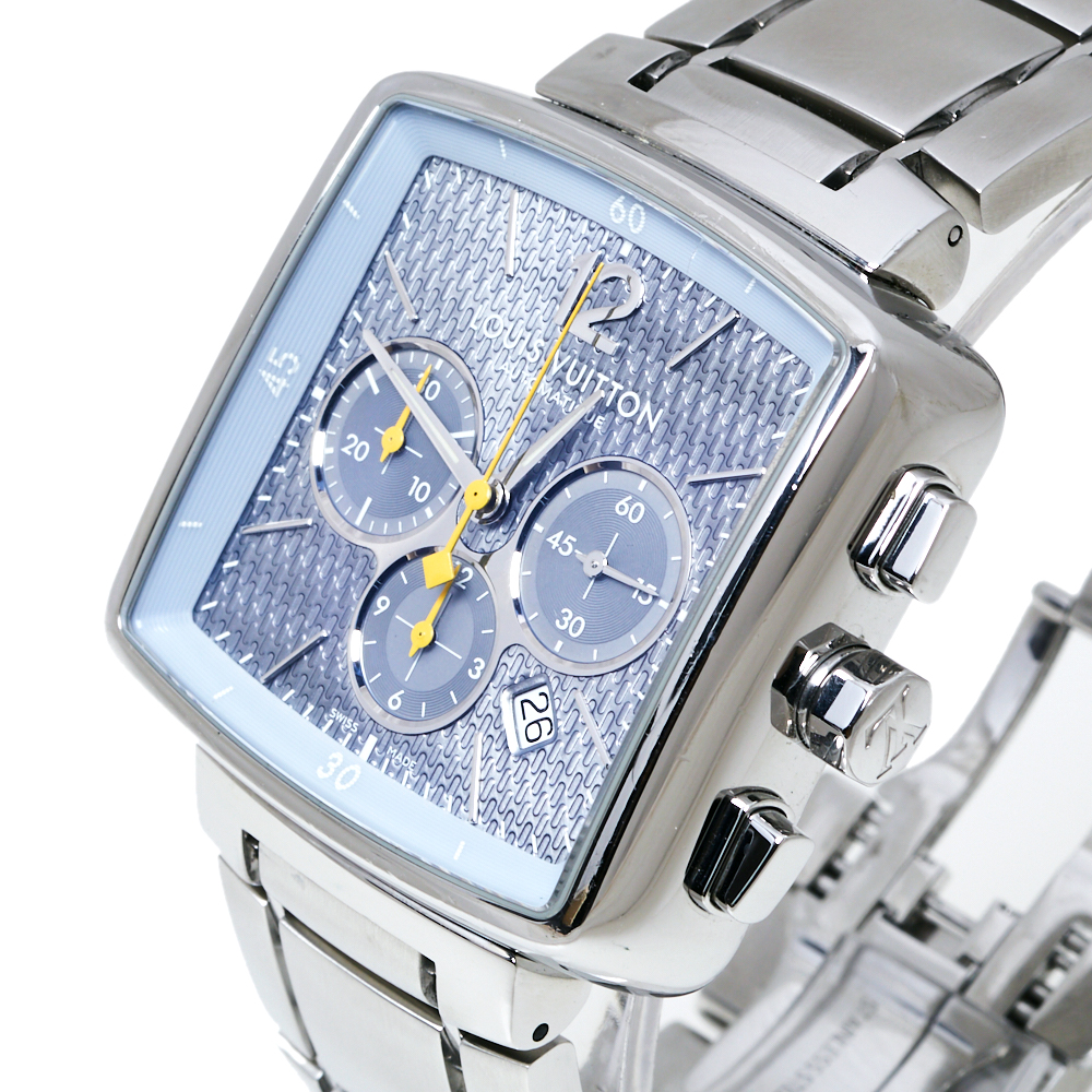 

Louis Vuitton Blue Stainless Steel Speedy Q2121 Men's Wristwatch, Silver