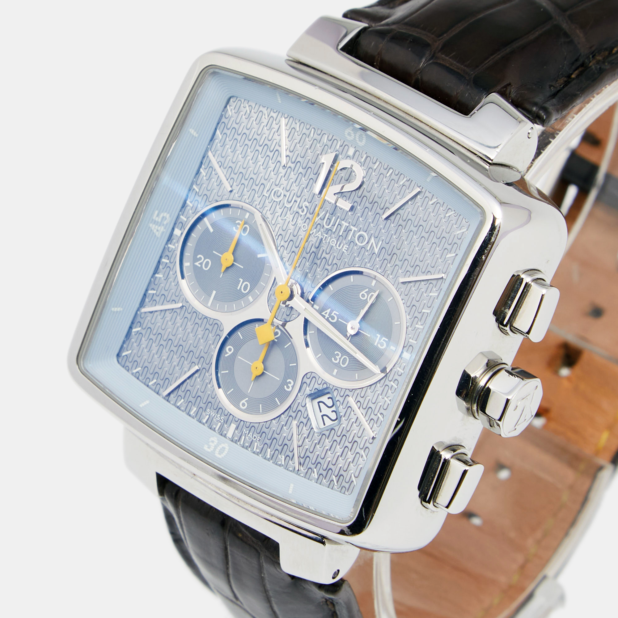 Louis Vuitton Silver Stainless Steel Alligator Speedy Q2121 Men's Wristwatch 41 mm  - buy with discount