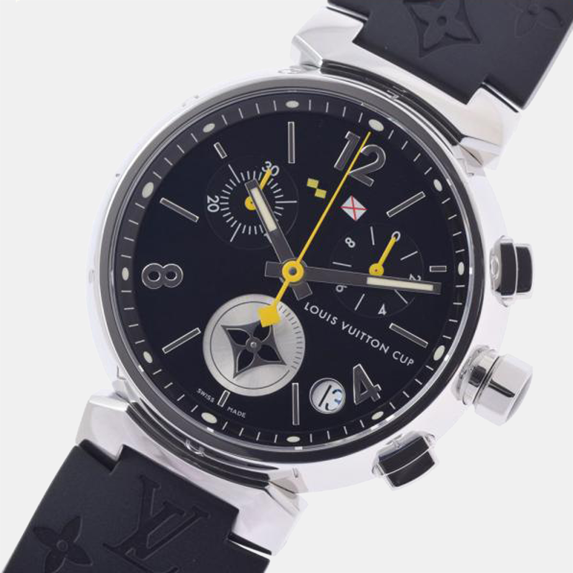 

Louis Vuitton Black Stainless Steel Tambour Q11BG Quartz Men's Wristwatch 39 mm