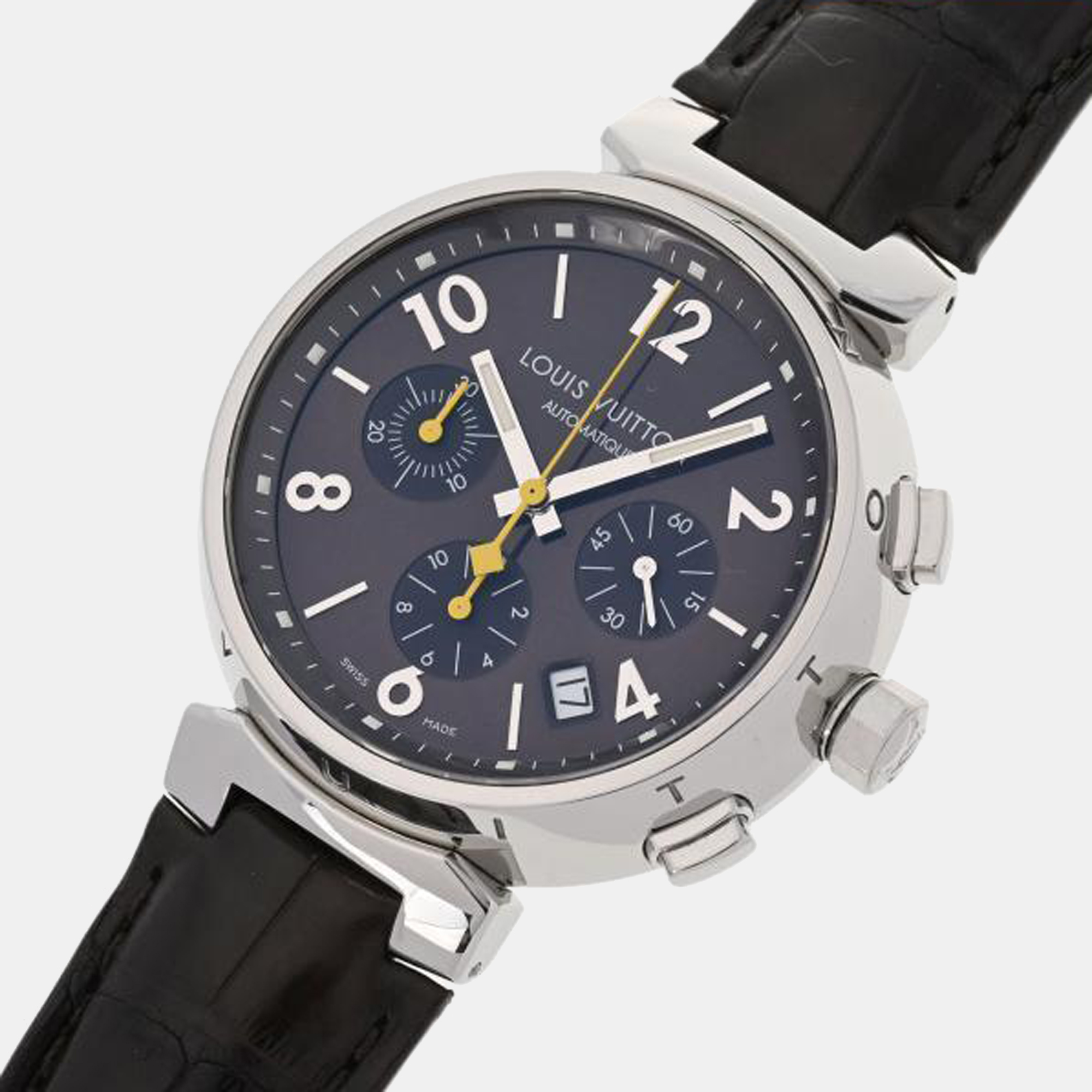 

Louis Vuitton Brown Stainless Steel Tambour Q11211 Men's Wristwatch 41 mm
