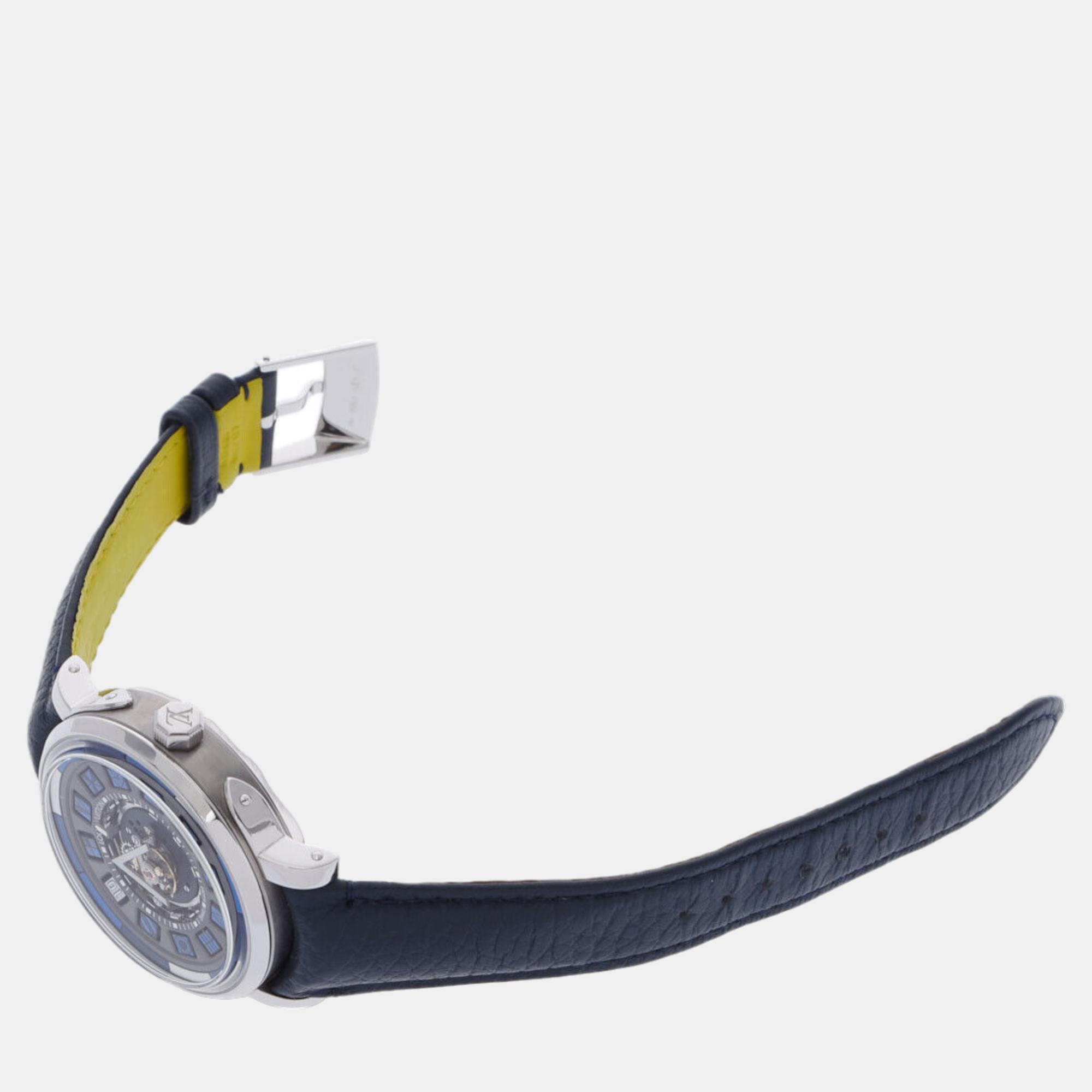 

Louis Vuitton Blue Titanium Escale Spin Time Automatic Men's Wristwatch 41 mm
