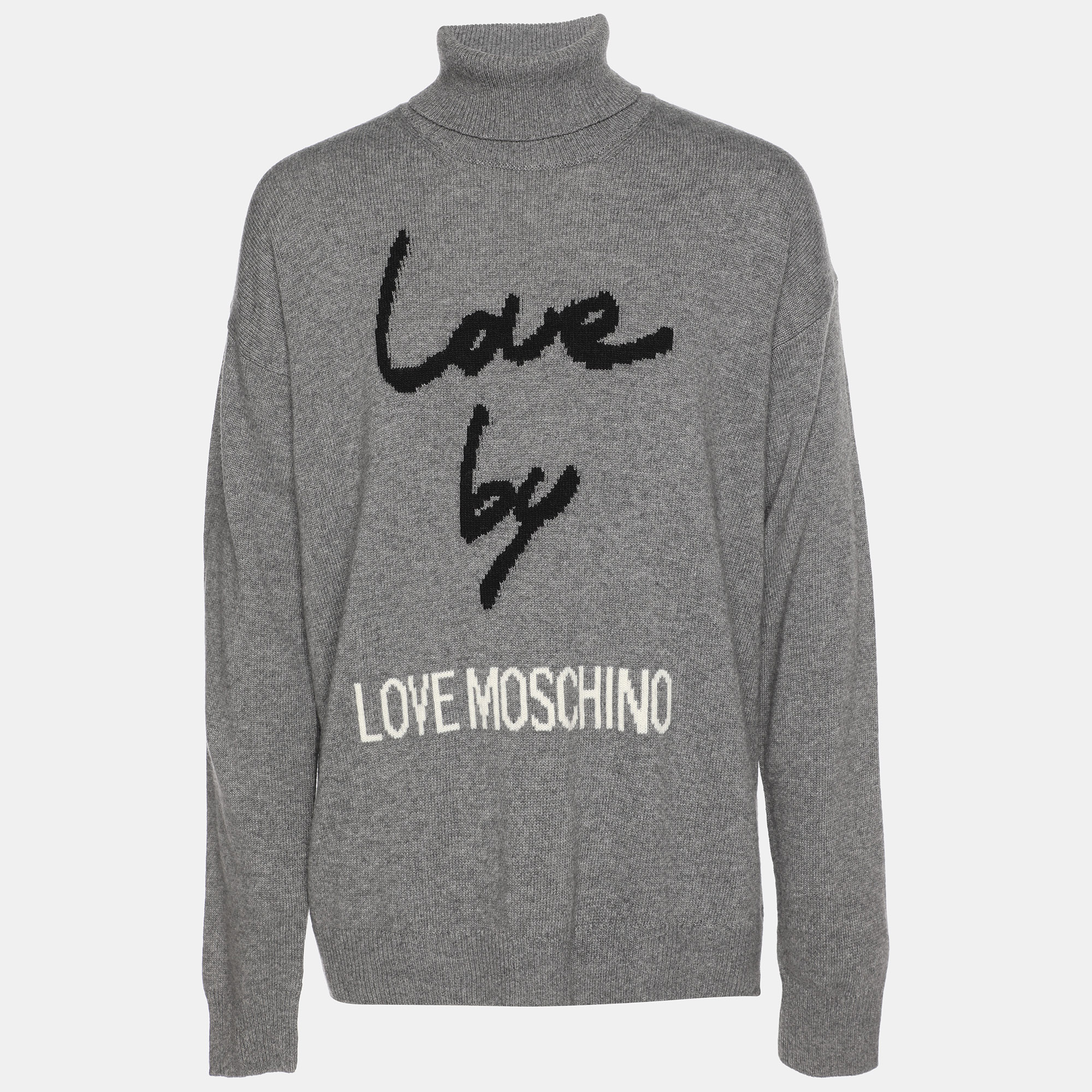 

Love Moschino Grey Rib Knit Turtle Neck Sweater L