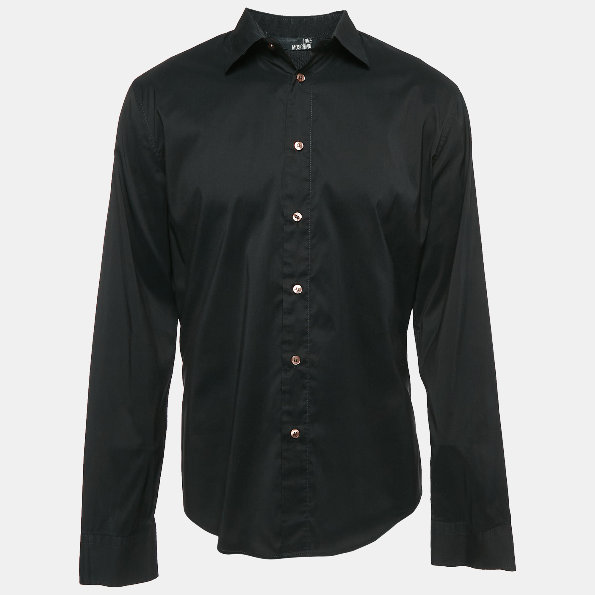 

Love Moschino Black Cotton Button Front Shirt XXL