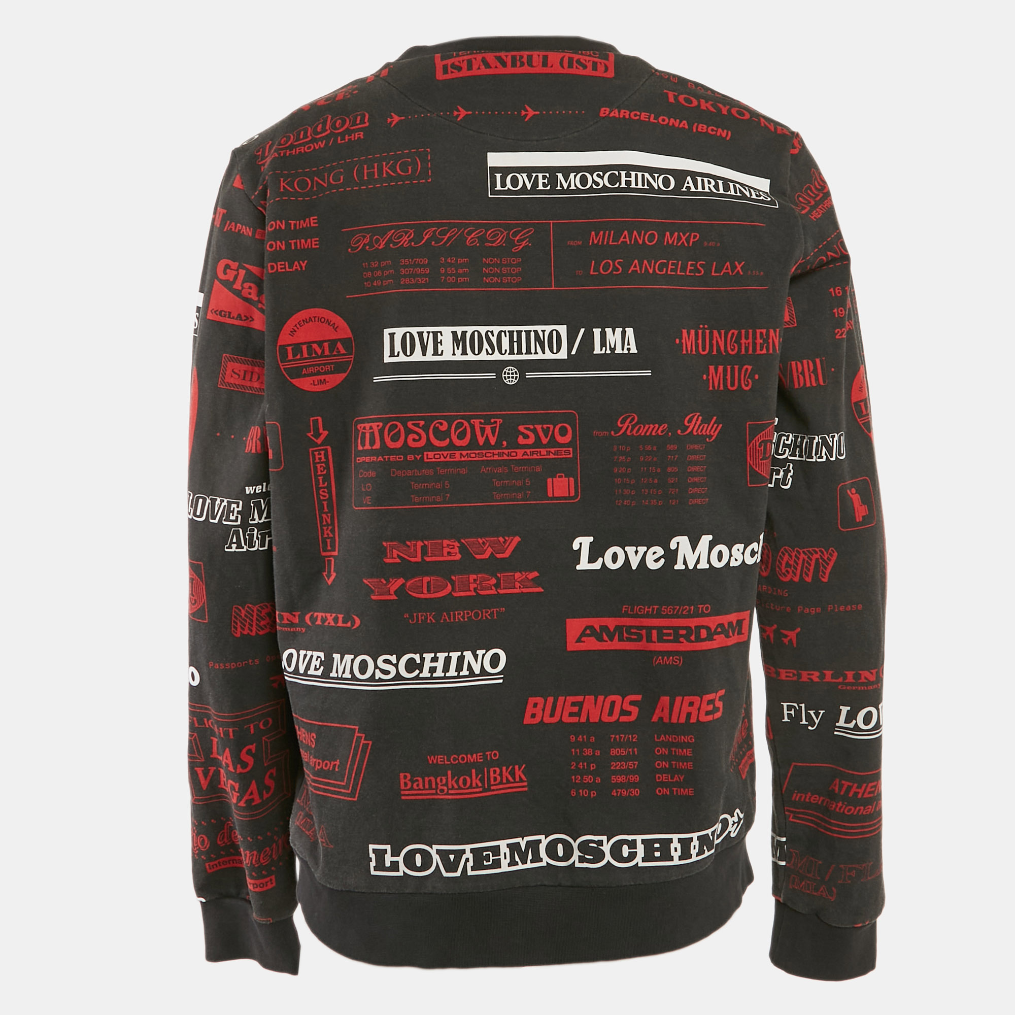 Love Moschino Black Printed Cotton Knit Sweatshirt XL 