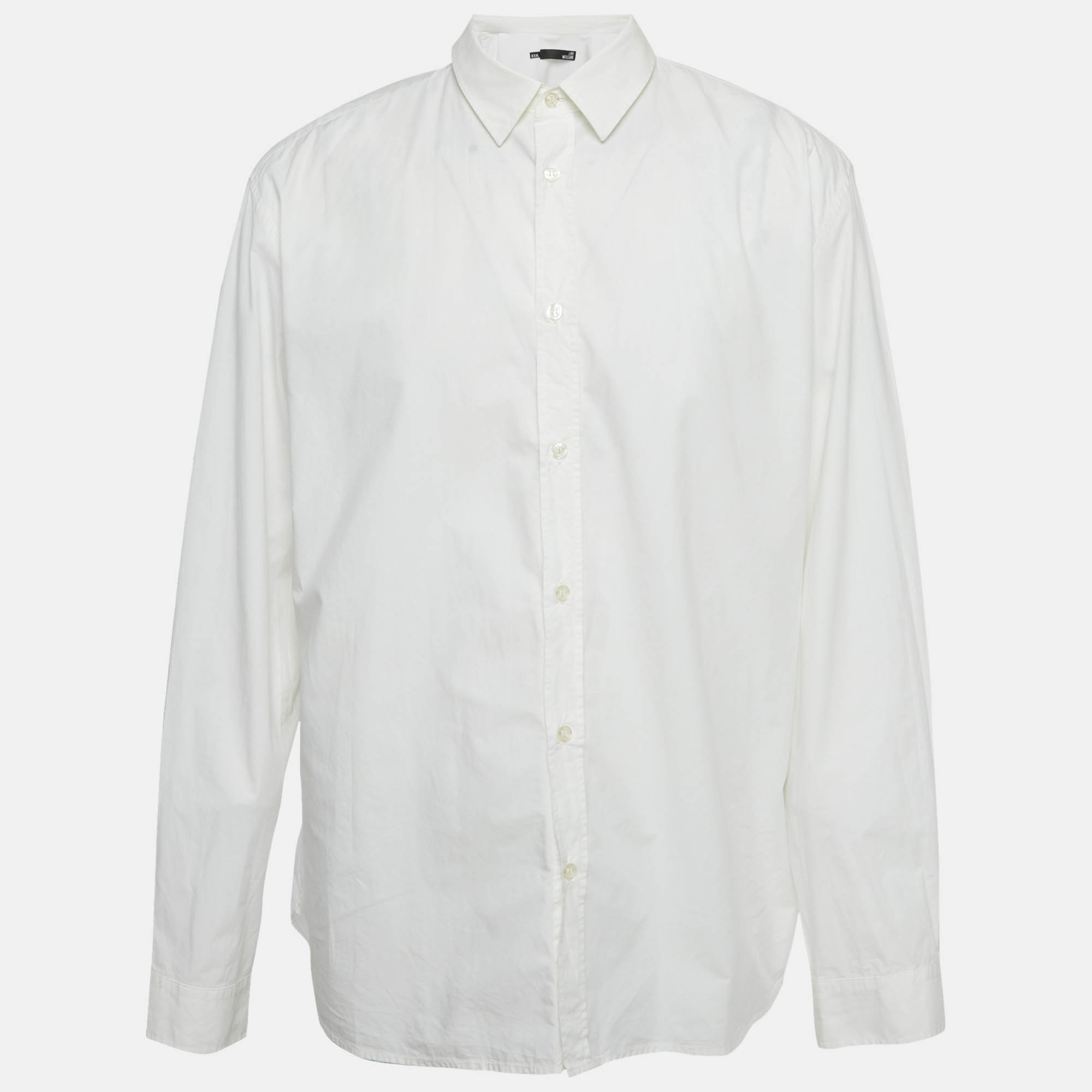 

Love Moschino White Flocked Cotton Long Sleeve Shirt XXXL
