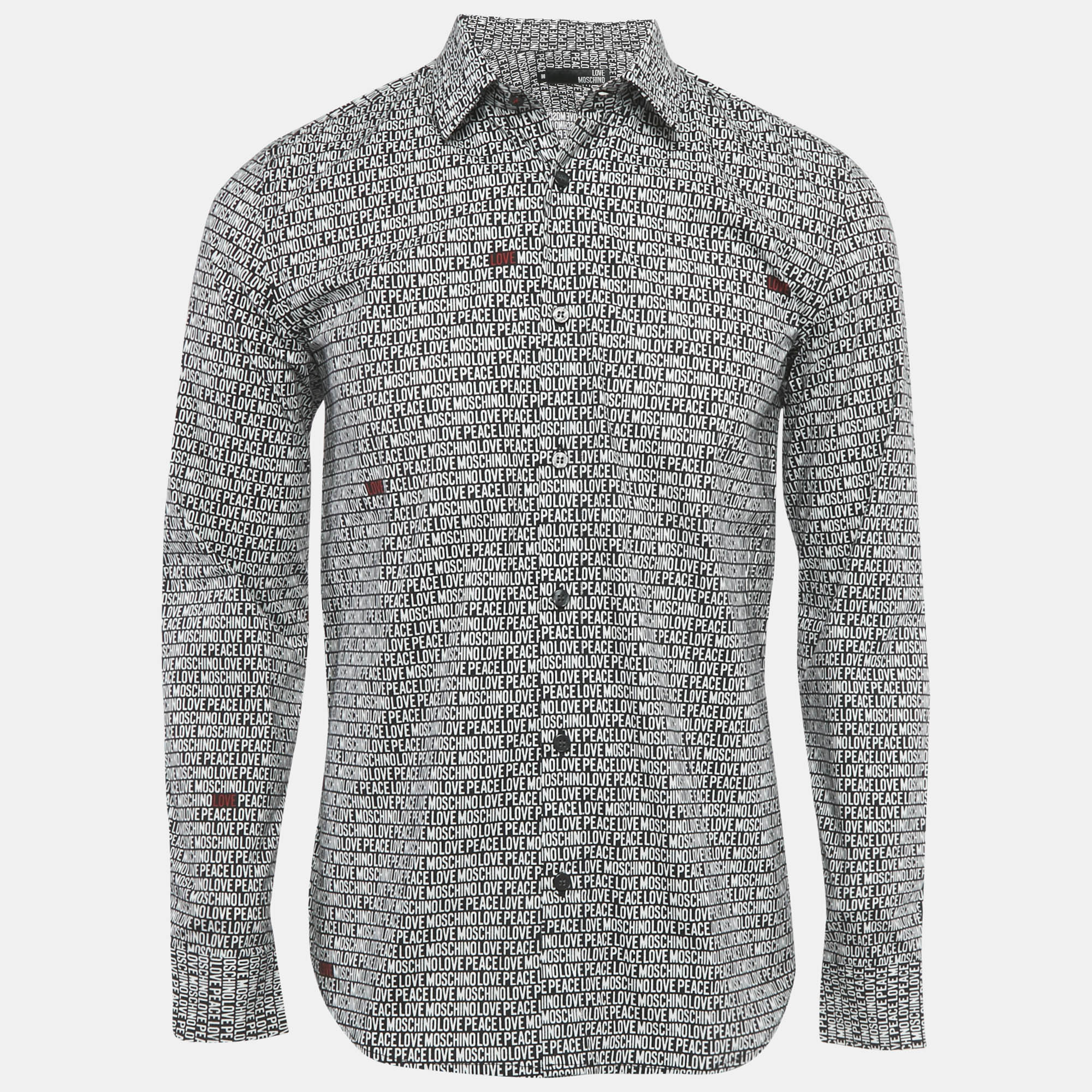

Love Moschino Black Logo All Over Cotton Shirt M