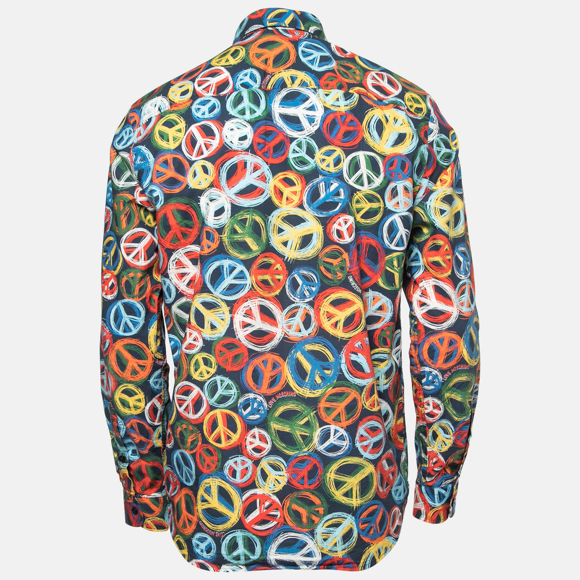 

Love Moschino Multicolor Peace Sign Printed Cotton Button Front Shirt