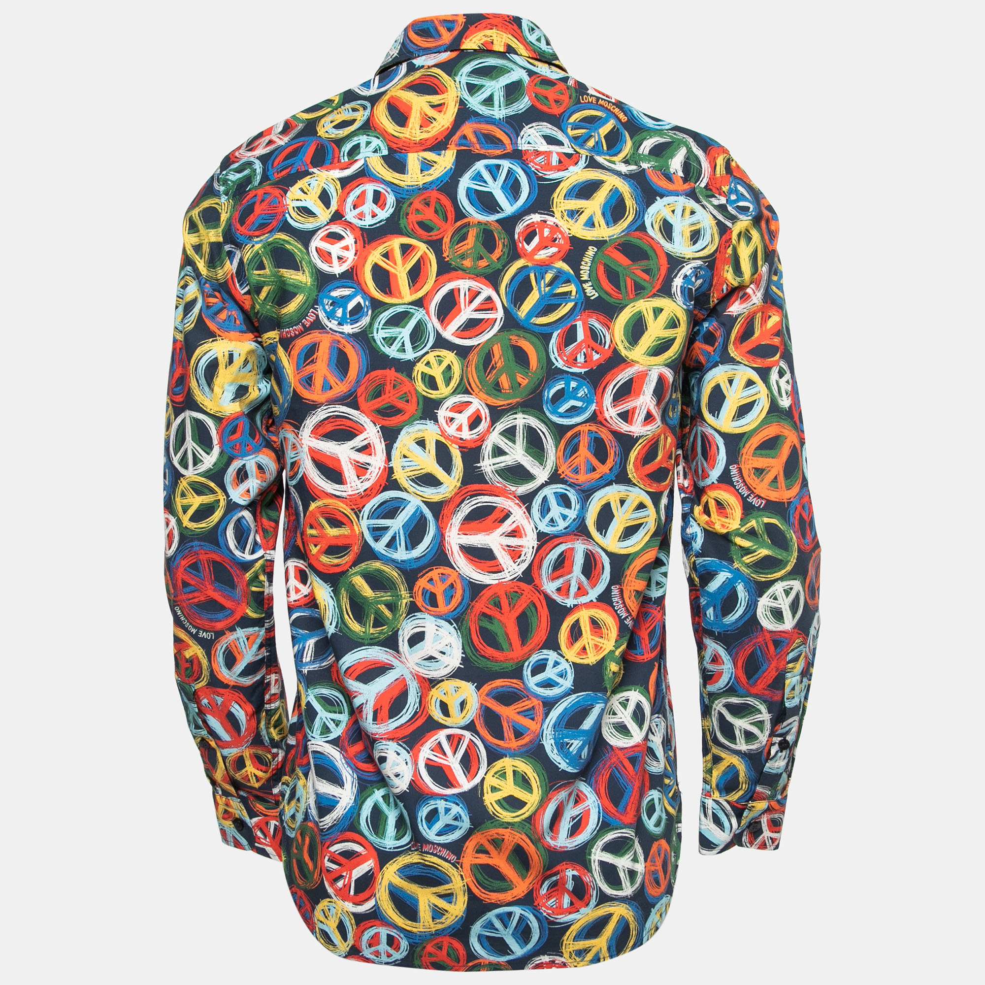 

Love Moschino Multicolor Peace Print Cotton Long Sleeve Shirt