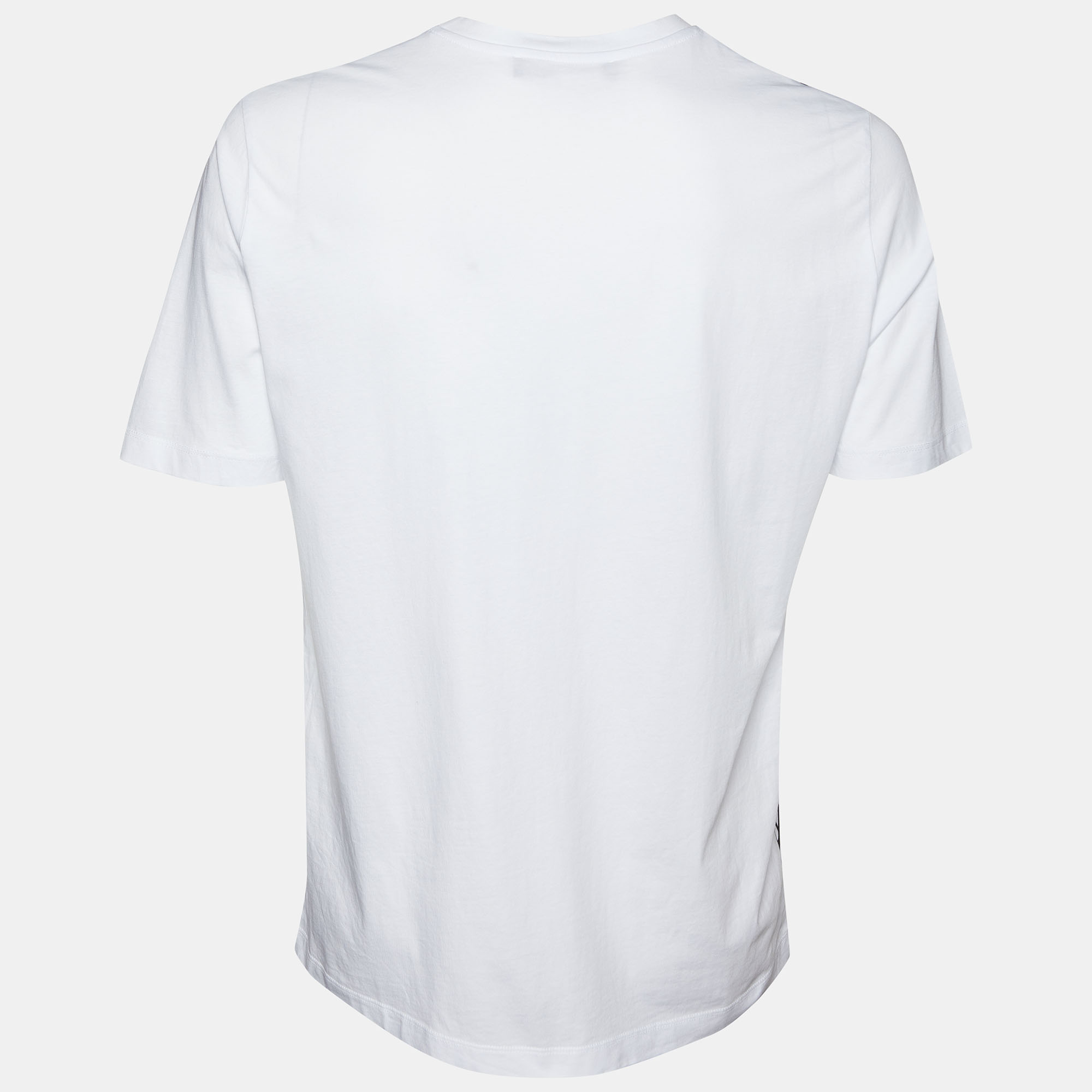 

Love Moschino White Printed Cotton Knit Crewneck T-Shirt